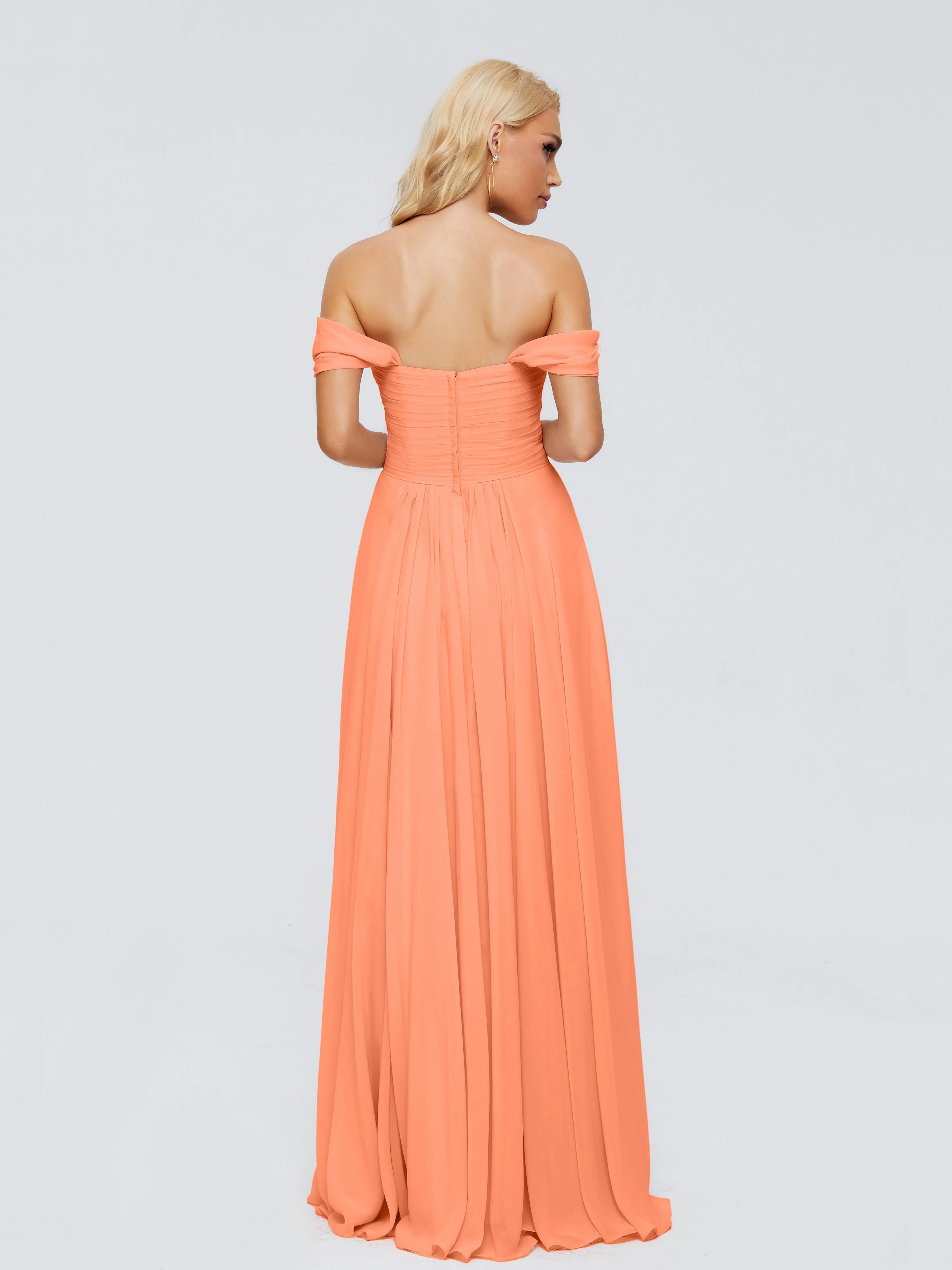 Trinity Off-The-Shoulder Chiffon Bridesmaid Dresses