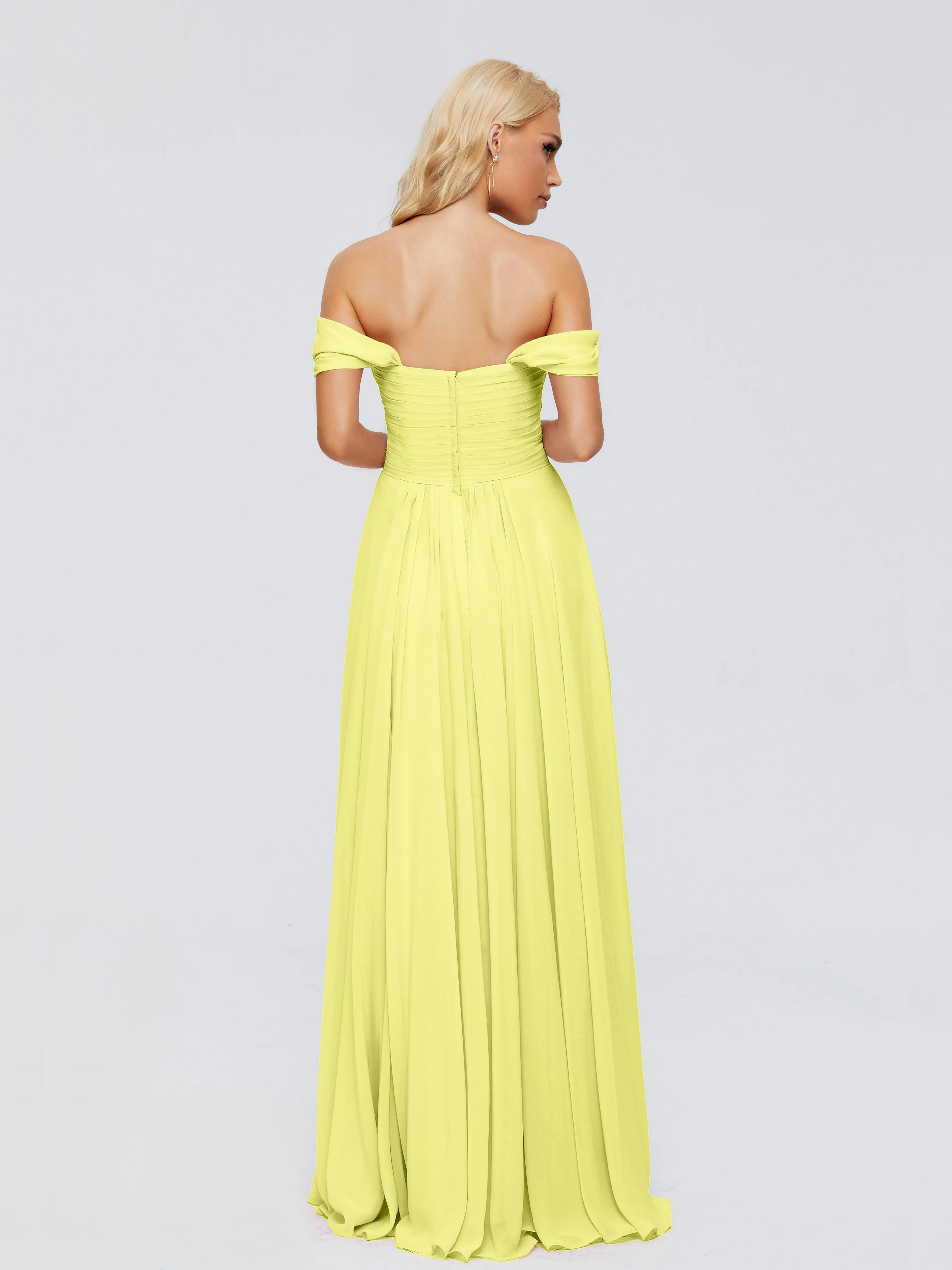 Trinity Off-The-Shoulder Chiffon Bridesmaid Dresses