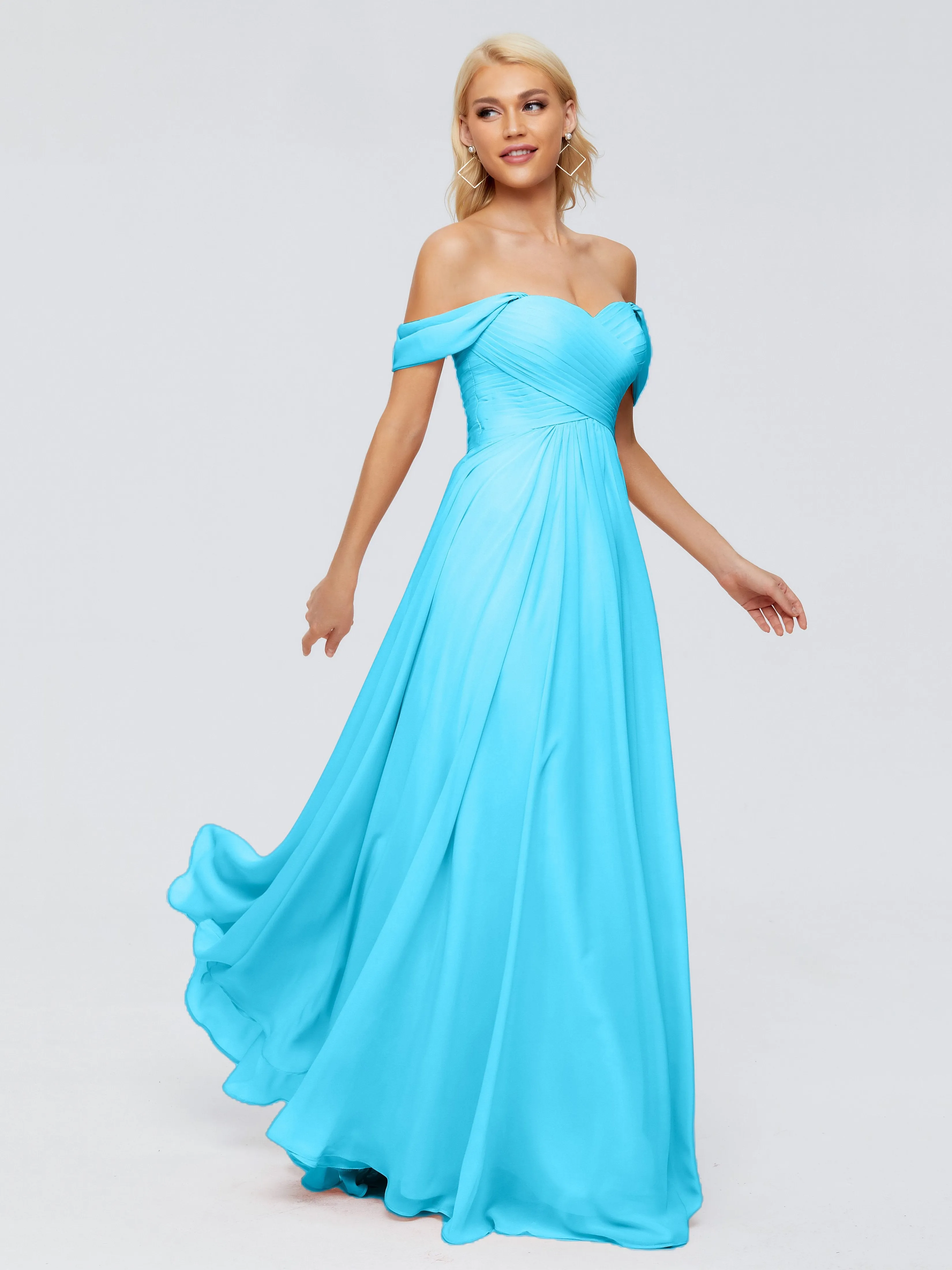 Trinity Off-The-Shoulder Chiffon Bridesmaid Dresses