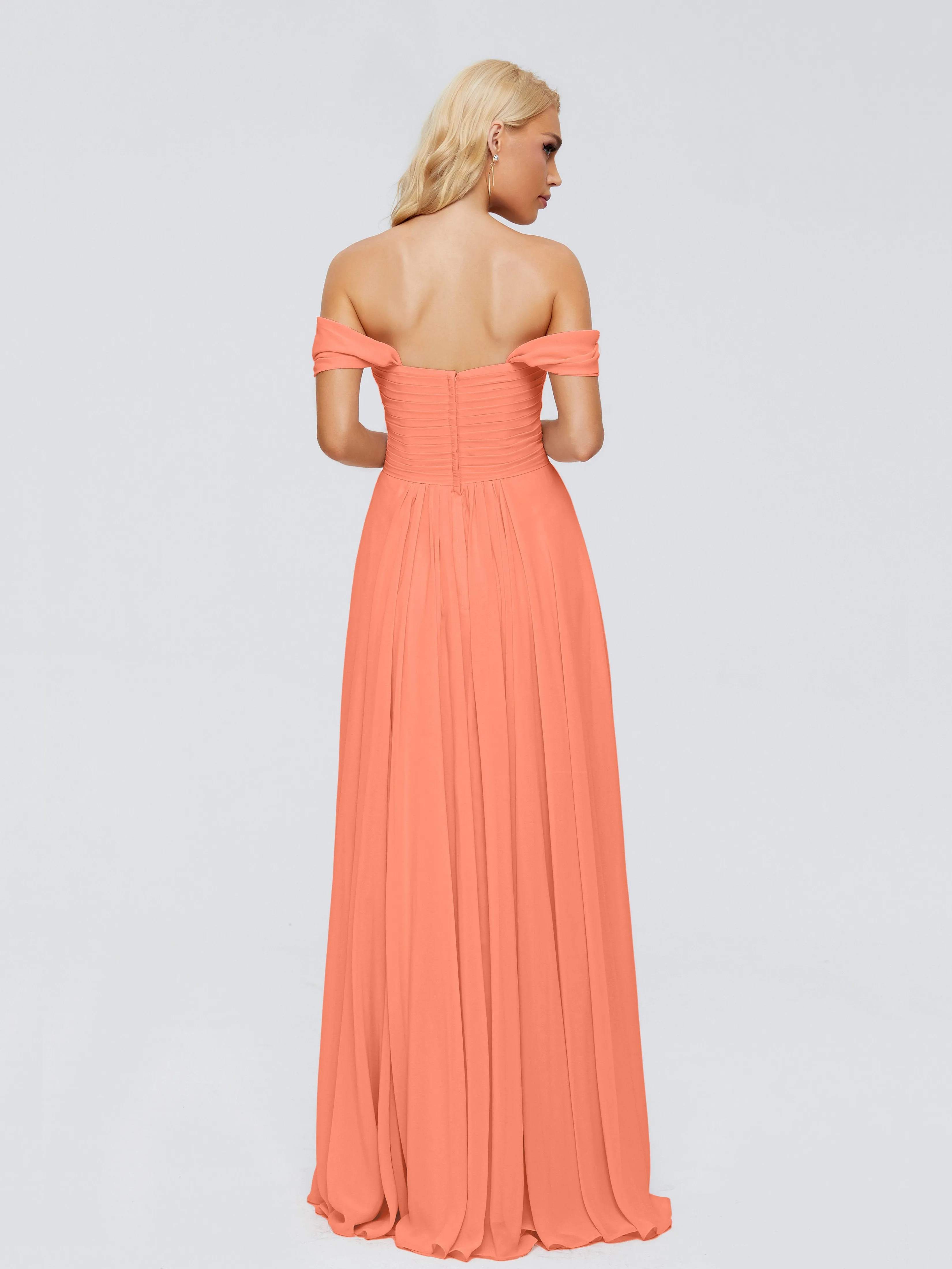 Trinity Off-The-Shoulder Chiffon Bridesmaid Dresses