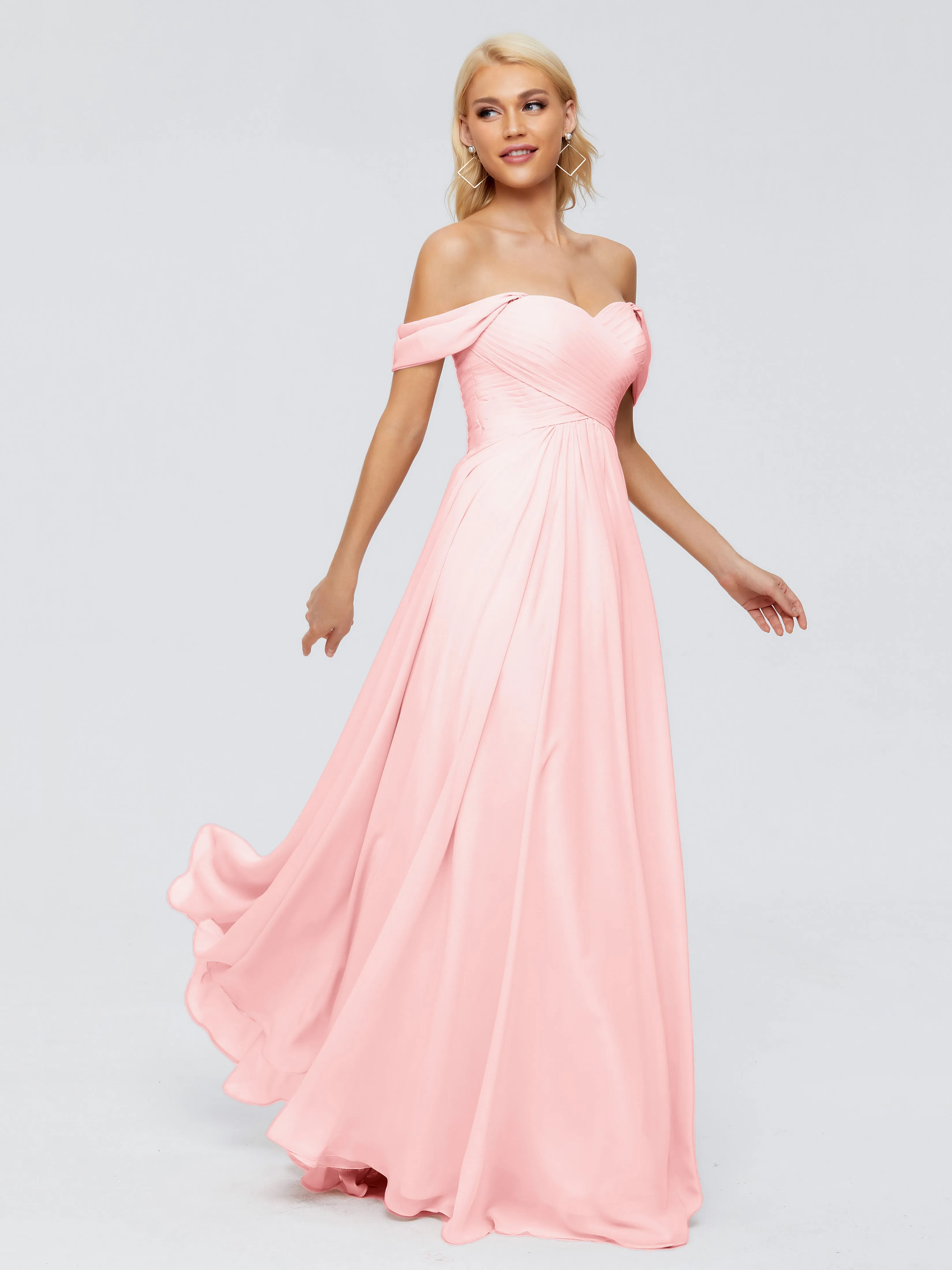Trinity Off-The-Shoulder Chiffon Bridesmaid Dresses
