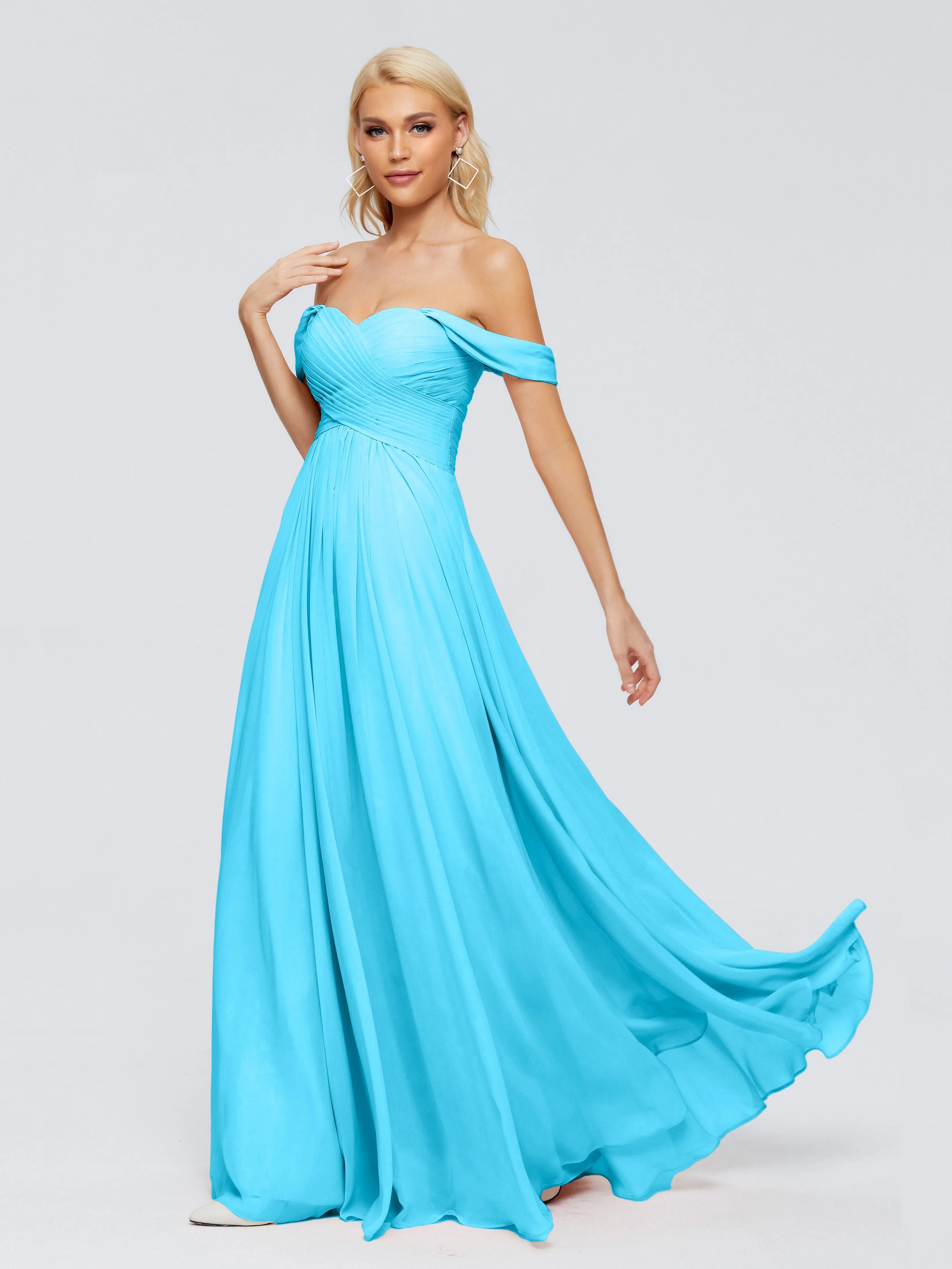 Trinity Off-The-Shoulder Chiffon Bridesmaid Dresses