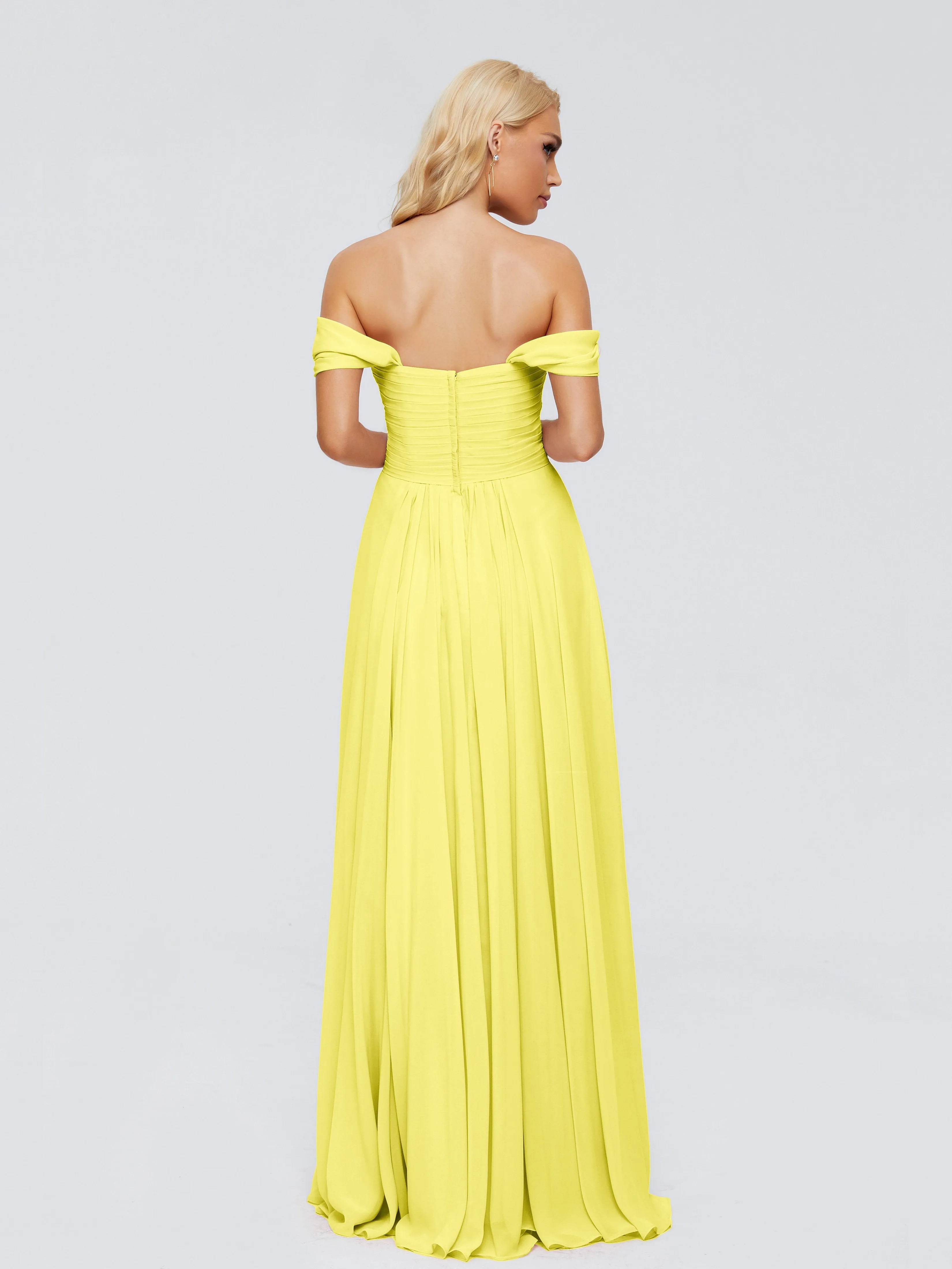Trinity Off-The-Shoulder Chiffon Bridesmaid Dresses