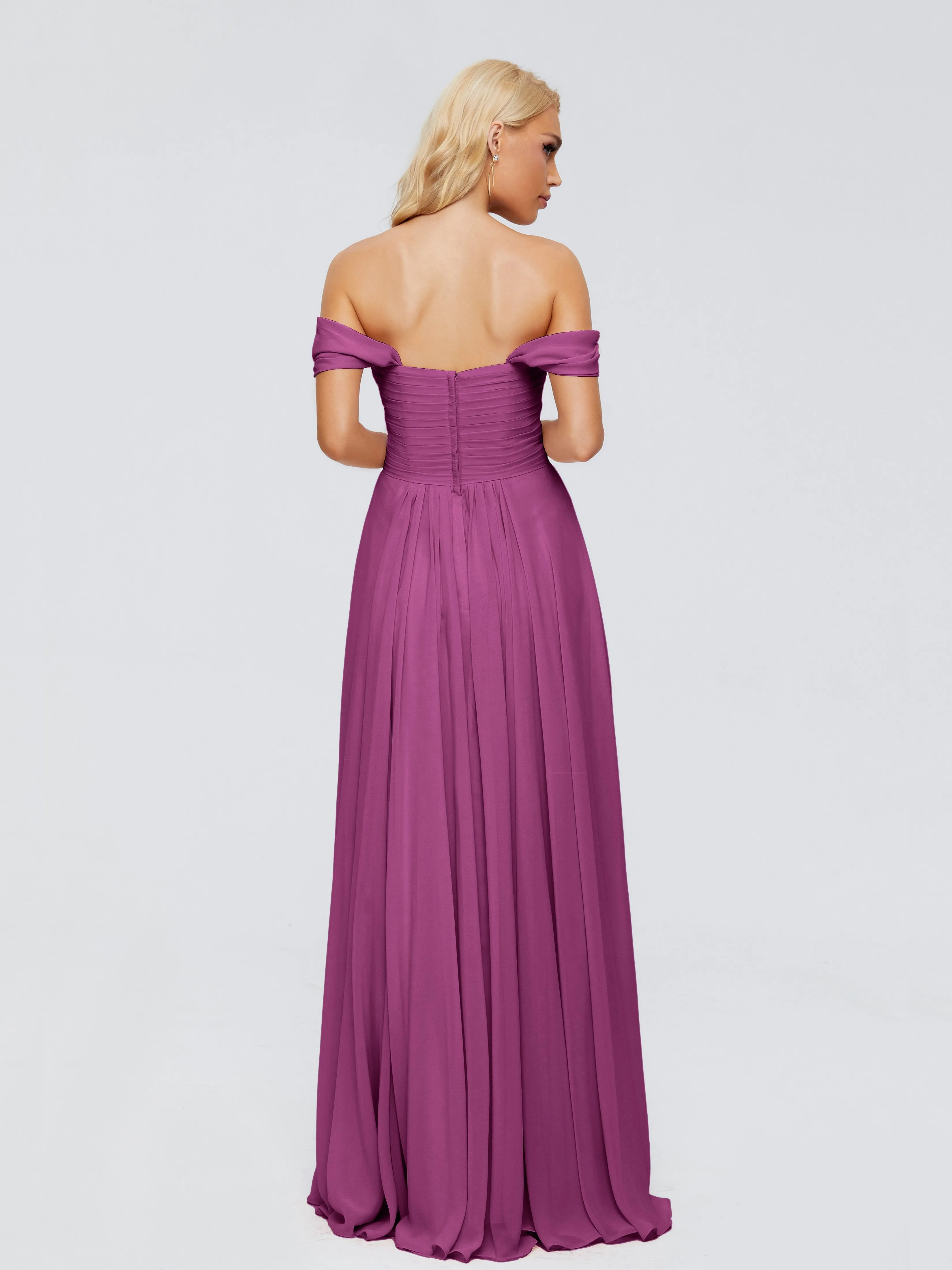 Trinity Off-The-Shoulder Chiffon Bridesmaid Dresses