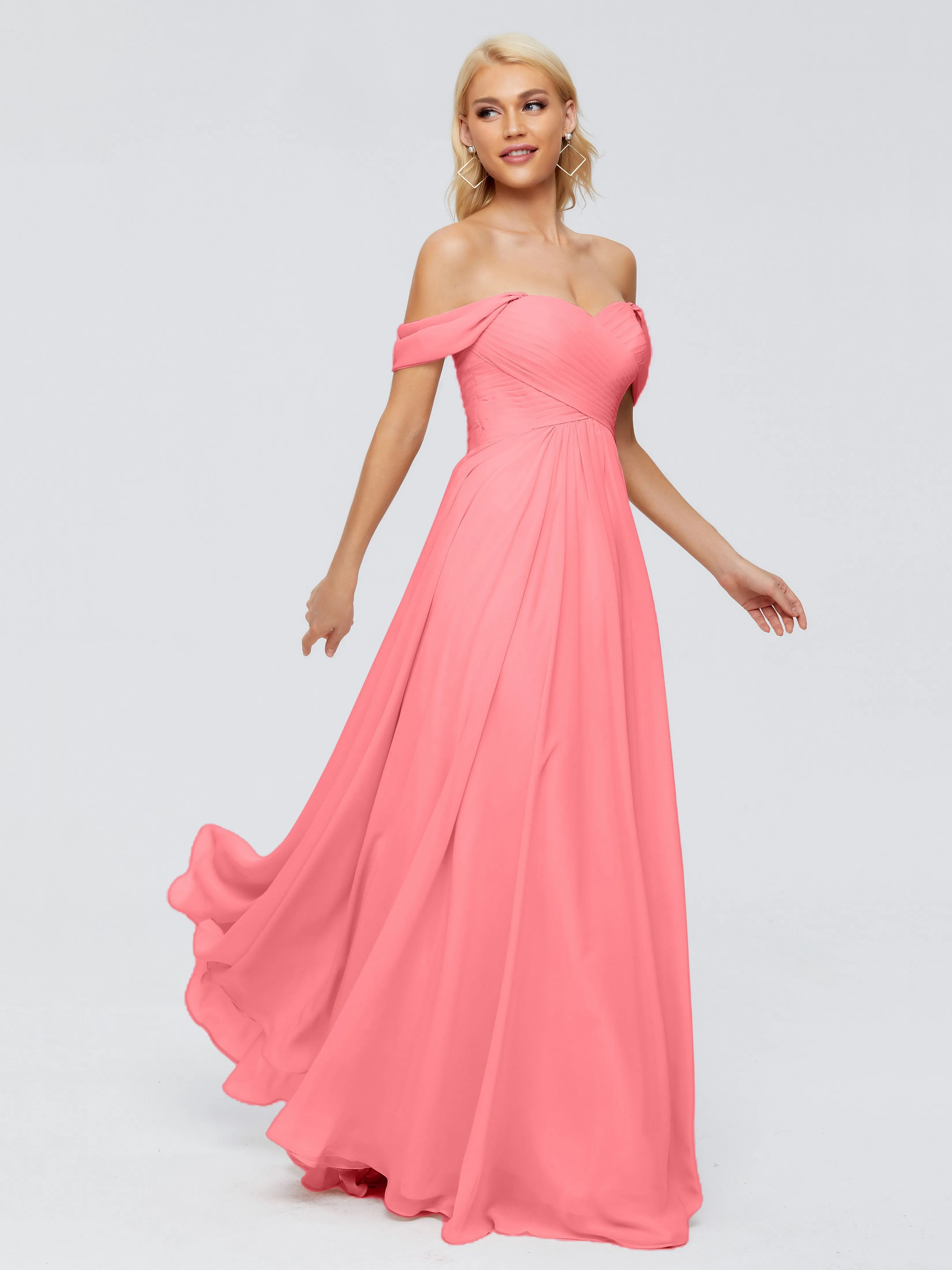 Trinity Off-The-Shoulder Chiffon Bridesmaid Dresses