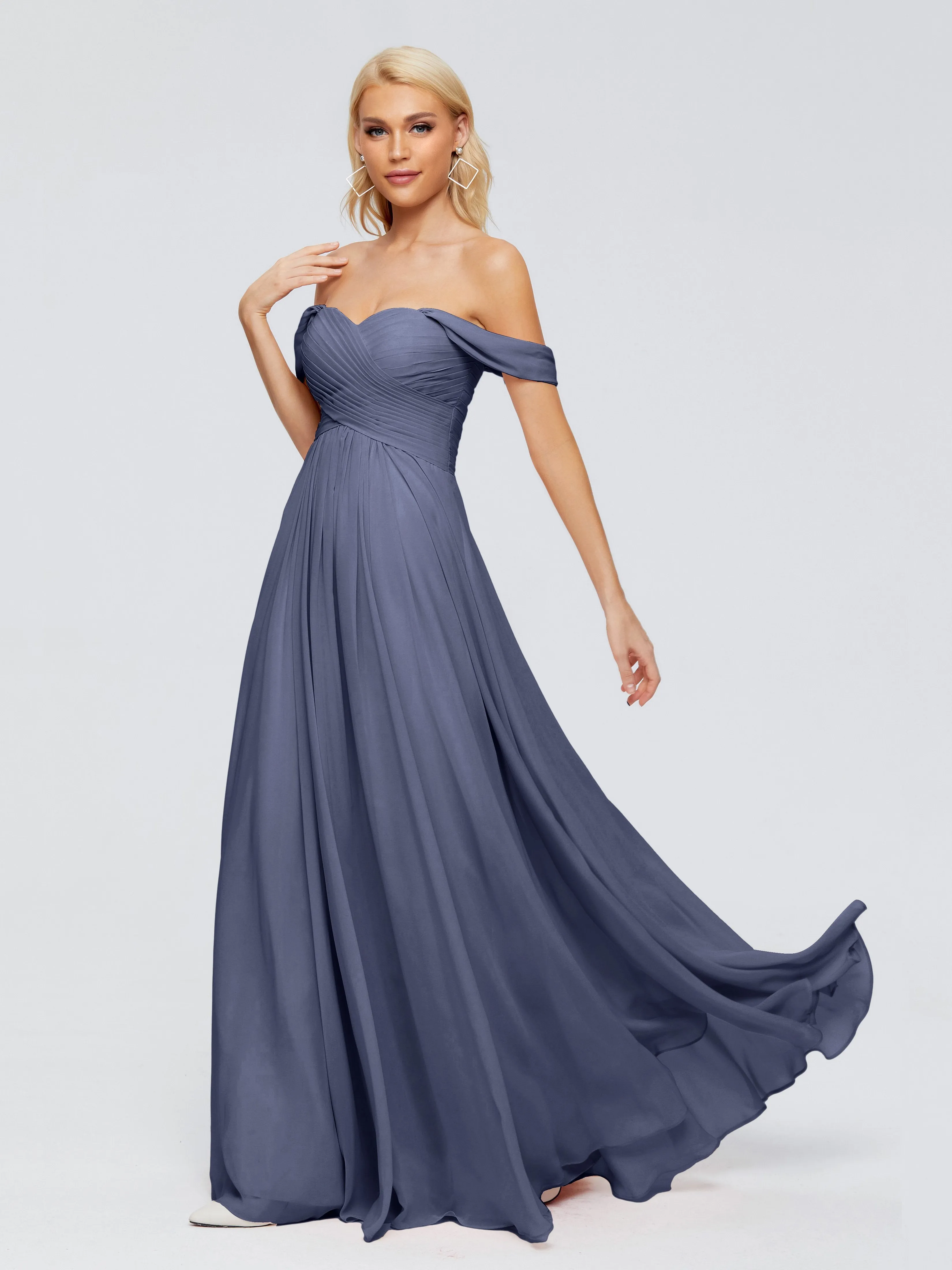 Trinity Off-The-Shoulder Chiffon Bridesmaid Dresses