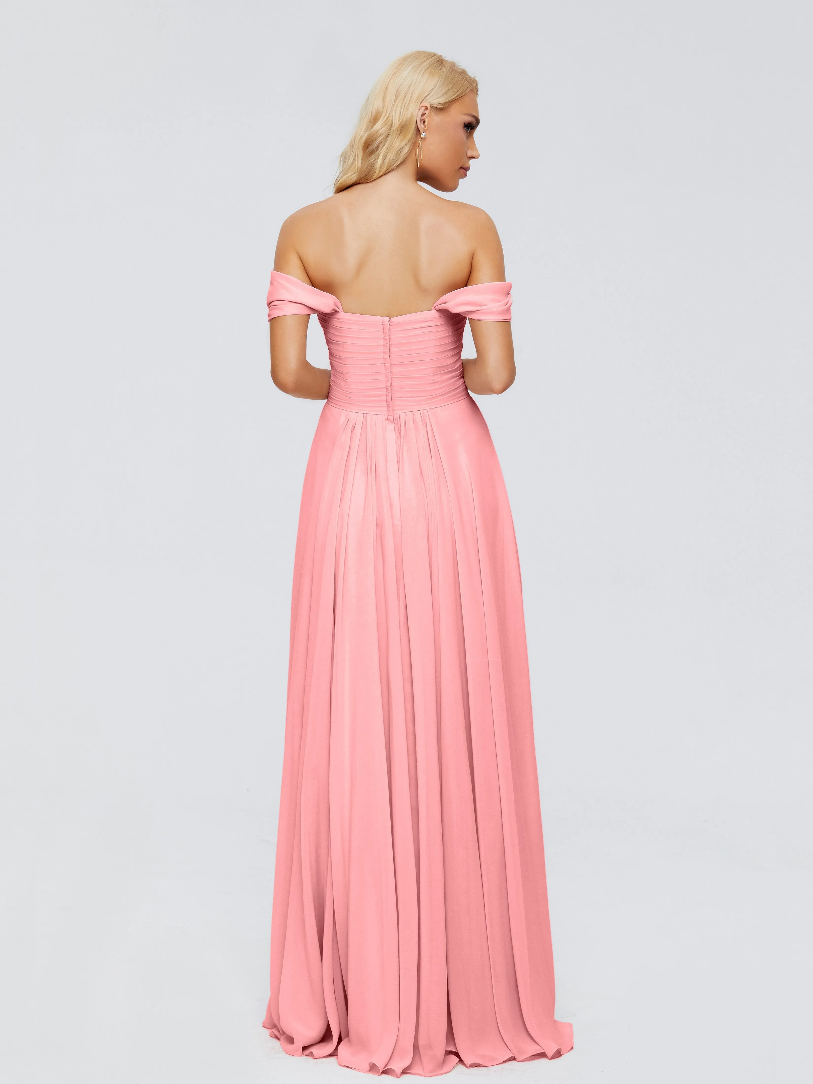 Trinity Off-The-Shoulder Chiffon Bridesmaid Dresses