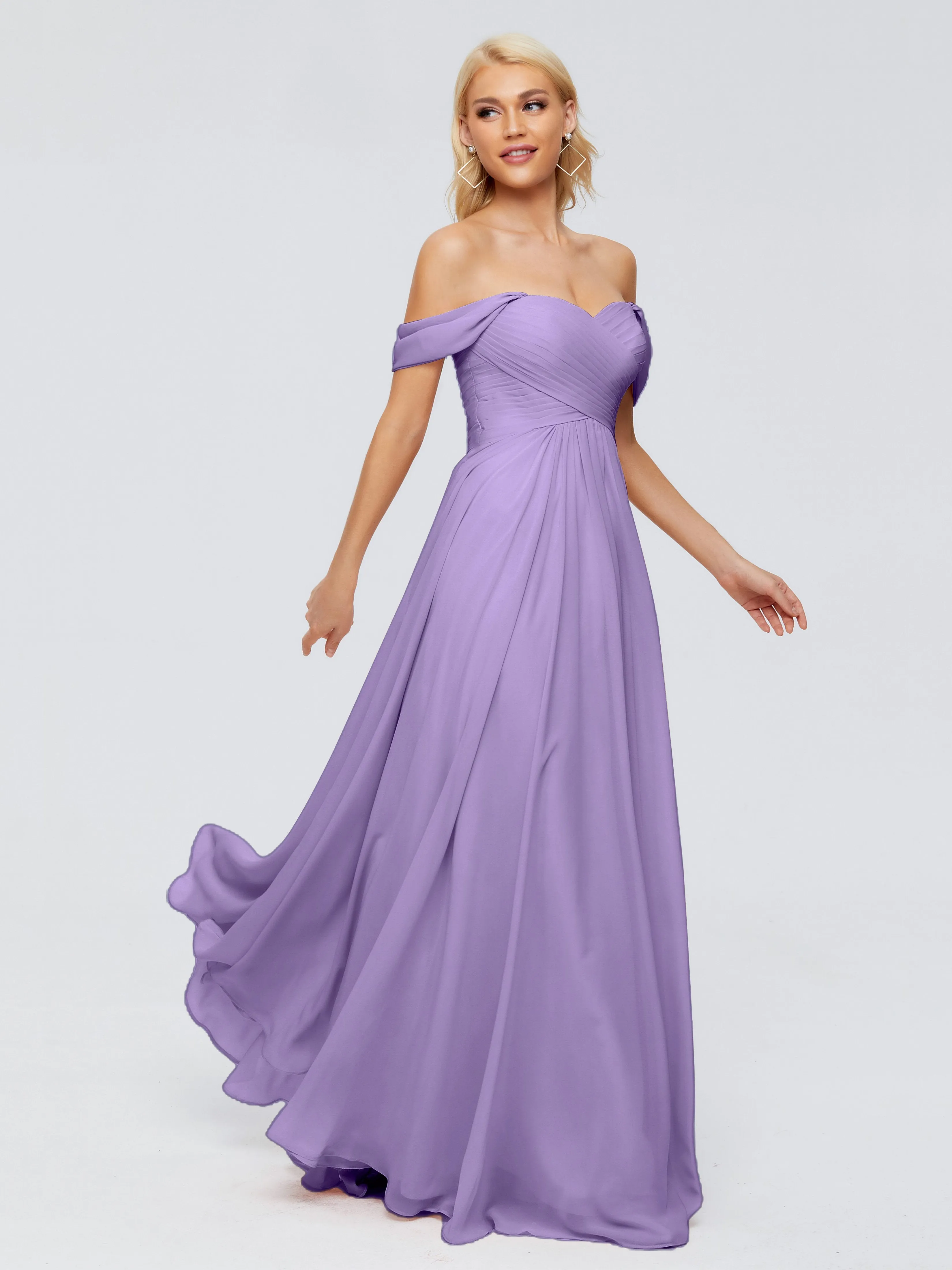 Trinity Off-The-Shoulder Chiffon Bridesmaid Dresses