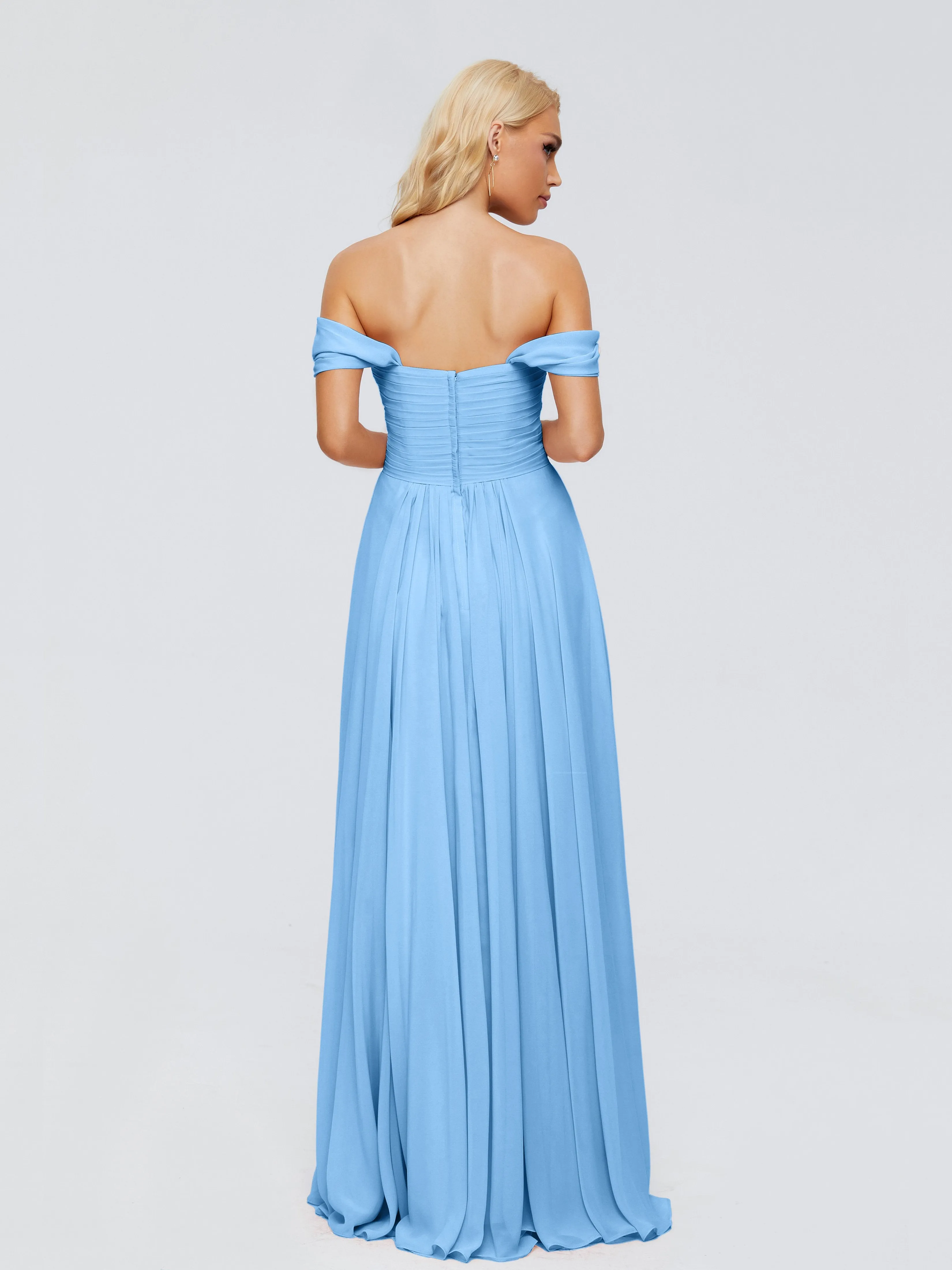 Trinity Off-The-Shoulder Chiffon Bridesmaid Dresses
