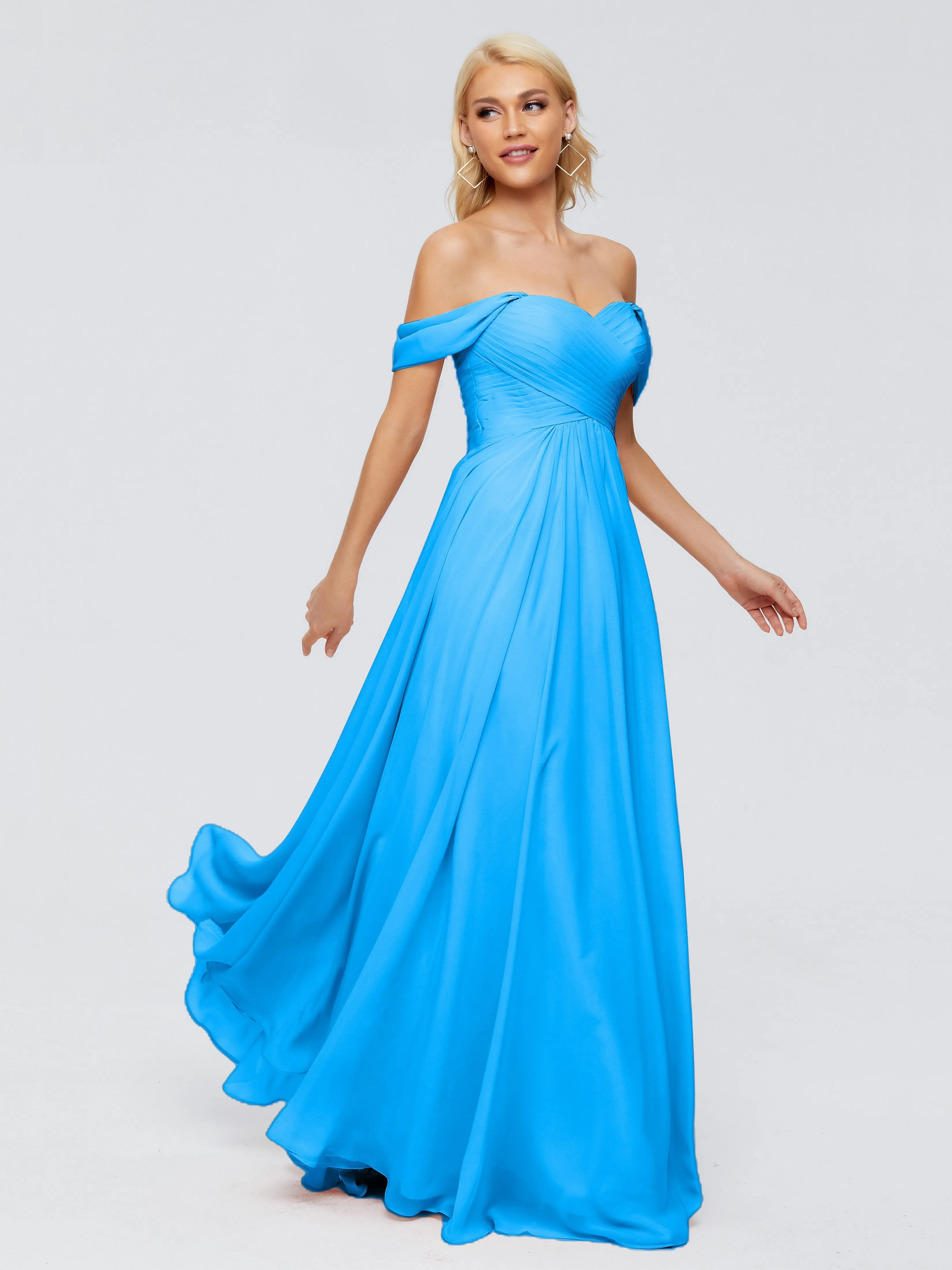Trinity Off-The-Shoulder Chiffon Bridesmaid Dresses
