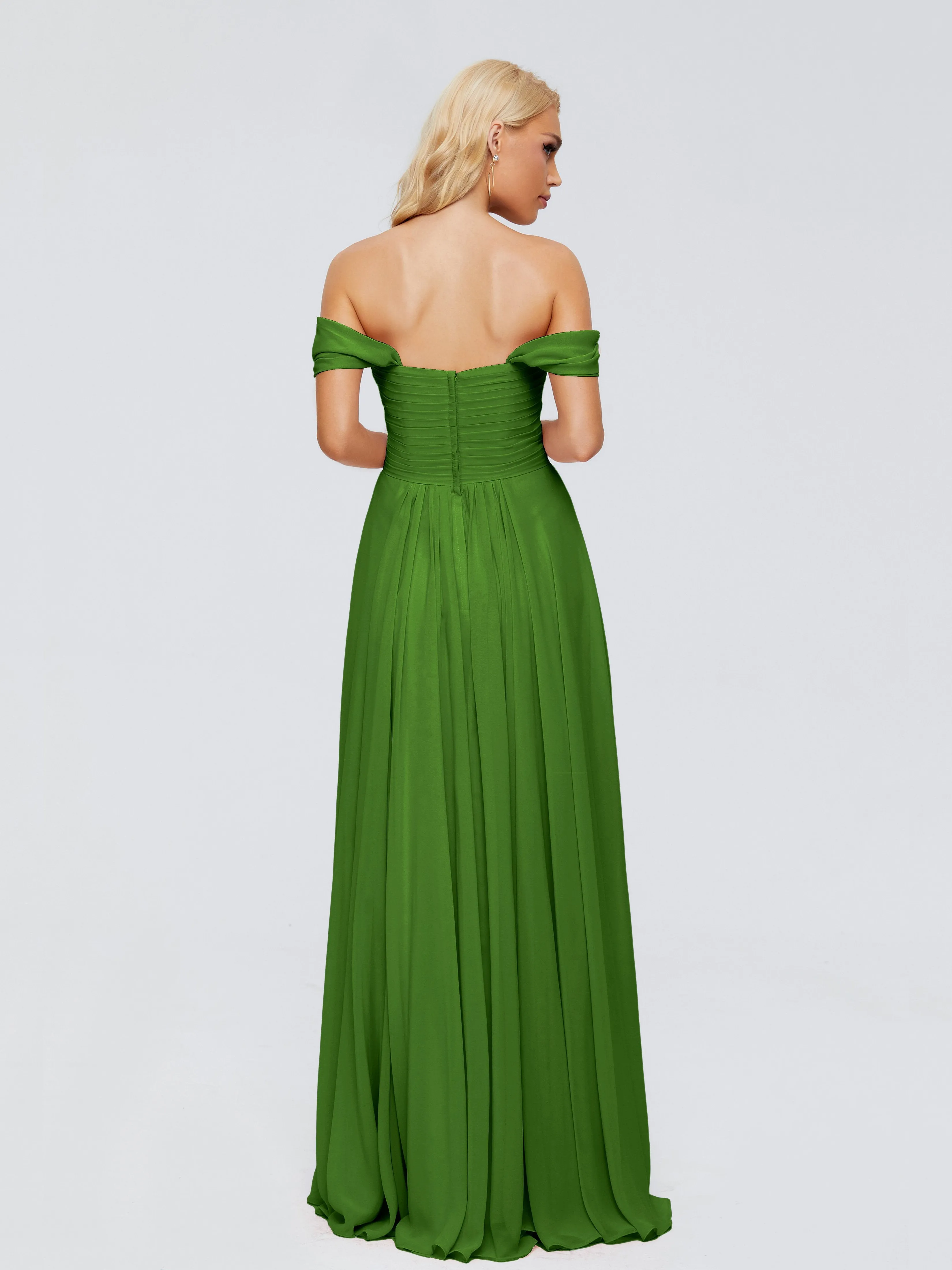 Trinity Off-The-Shoulder Chiffon Bridesmaid Dresses