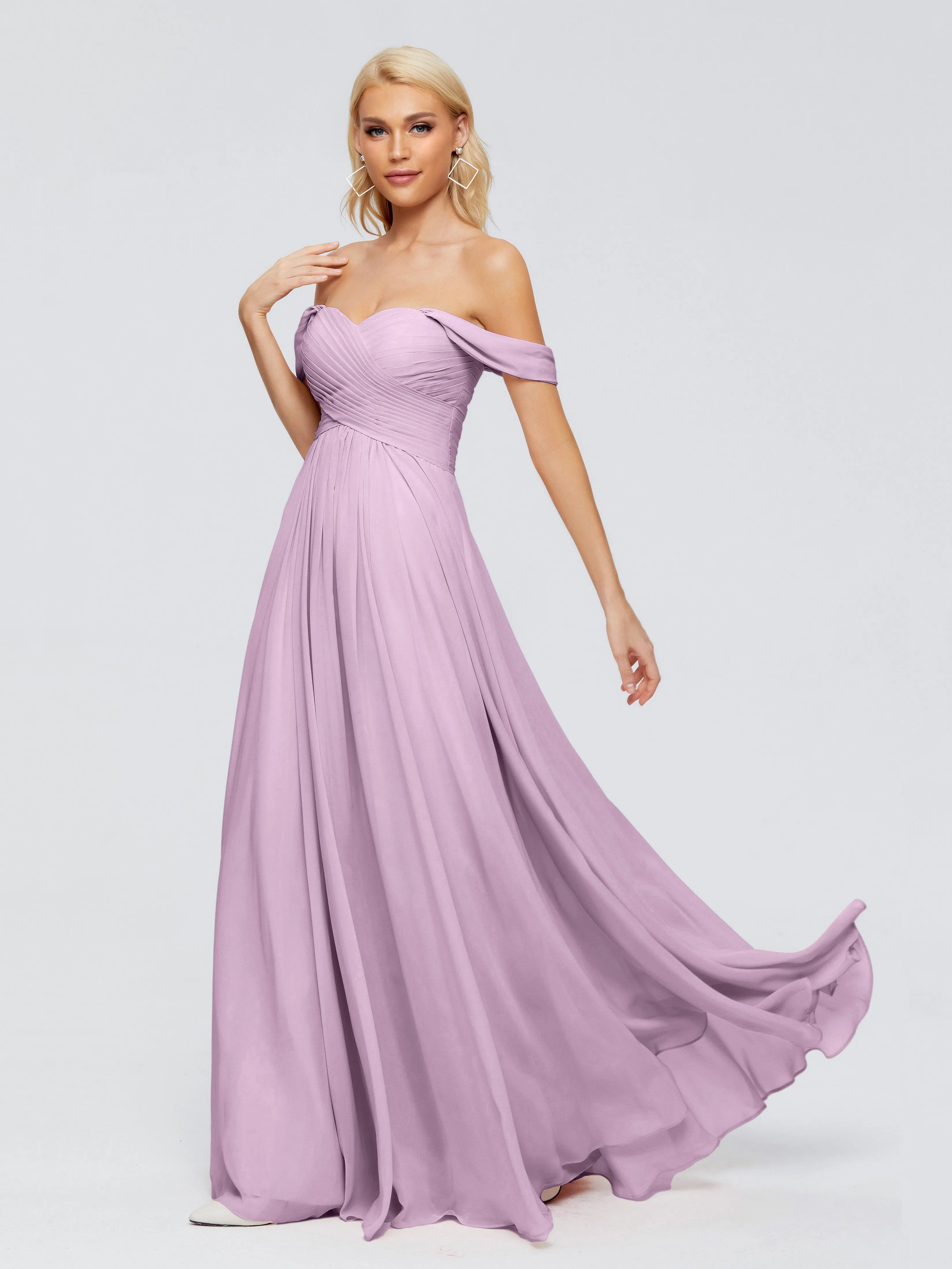 Trinity Off-The-Shoulder Chiffon Bridesmaid Dresses