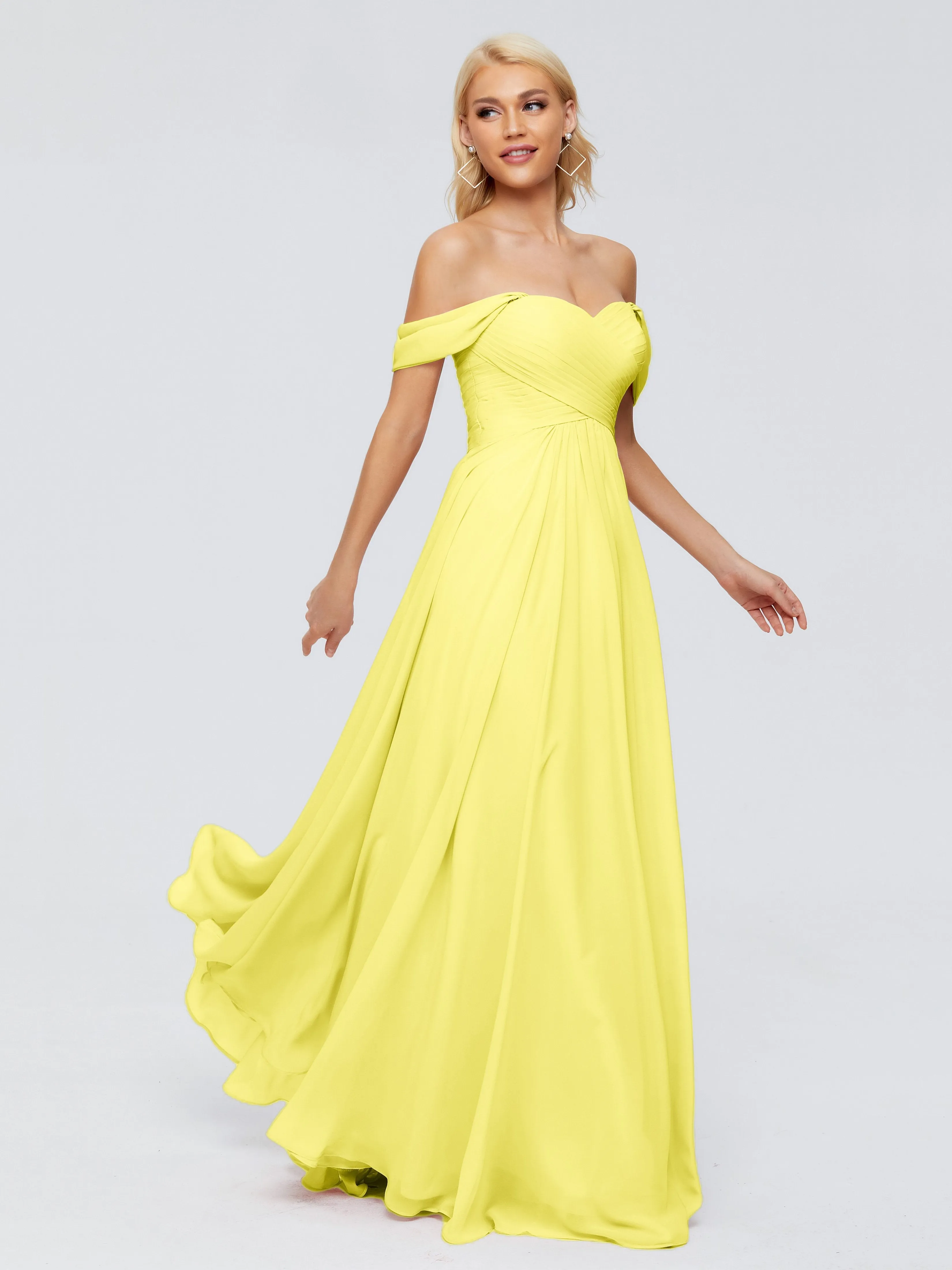 Trinity Off-The-Shoulder Chiffon Bridesmaid Dresses