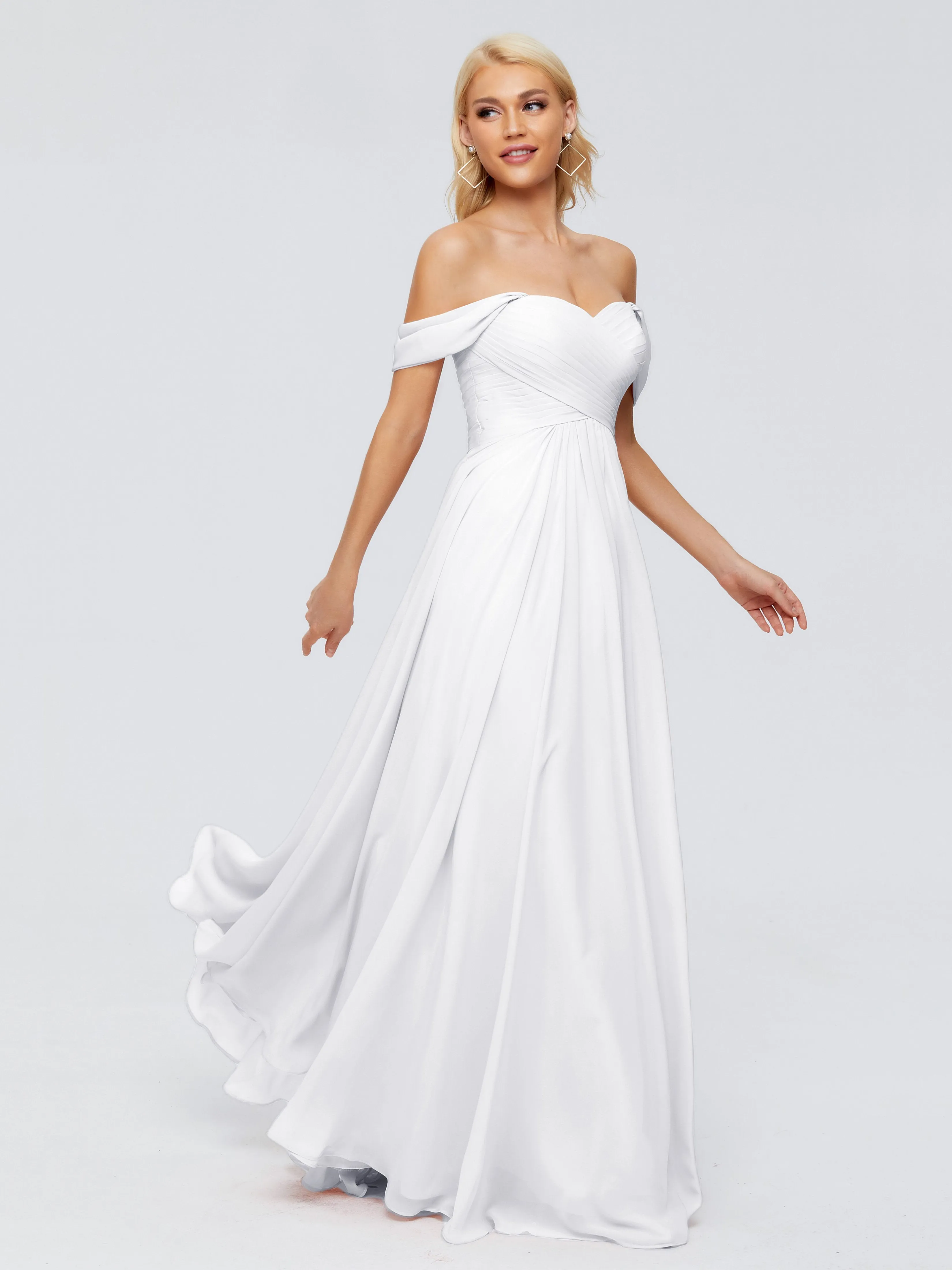 Trinity Off-The-Shoulder Chiffon Bridesmaid Dresses