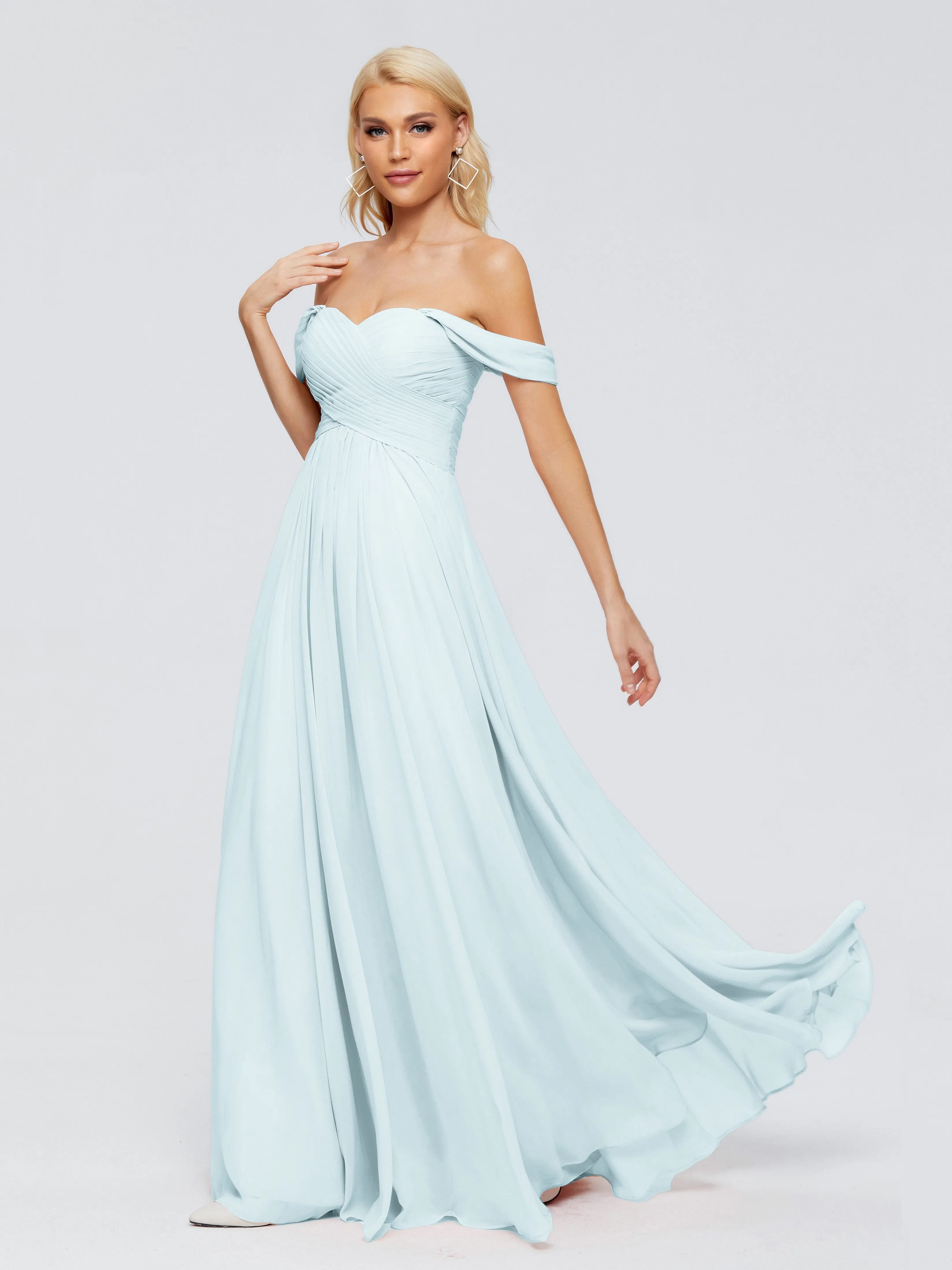 Trinity Off-The-Shoulder Chiffon Bridesmaid Dresses