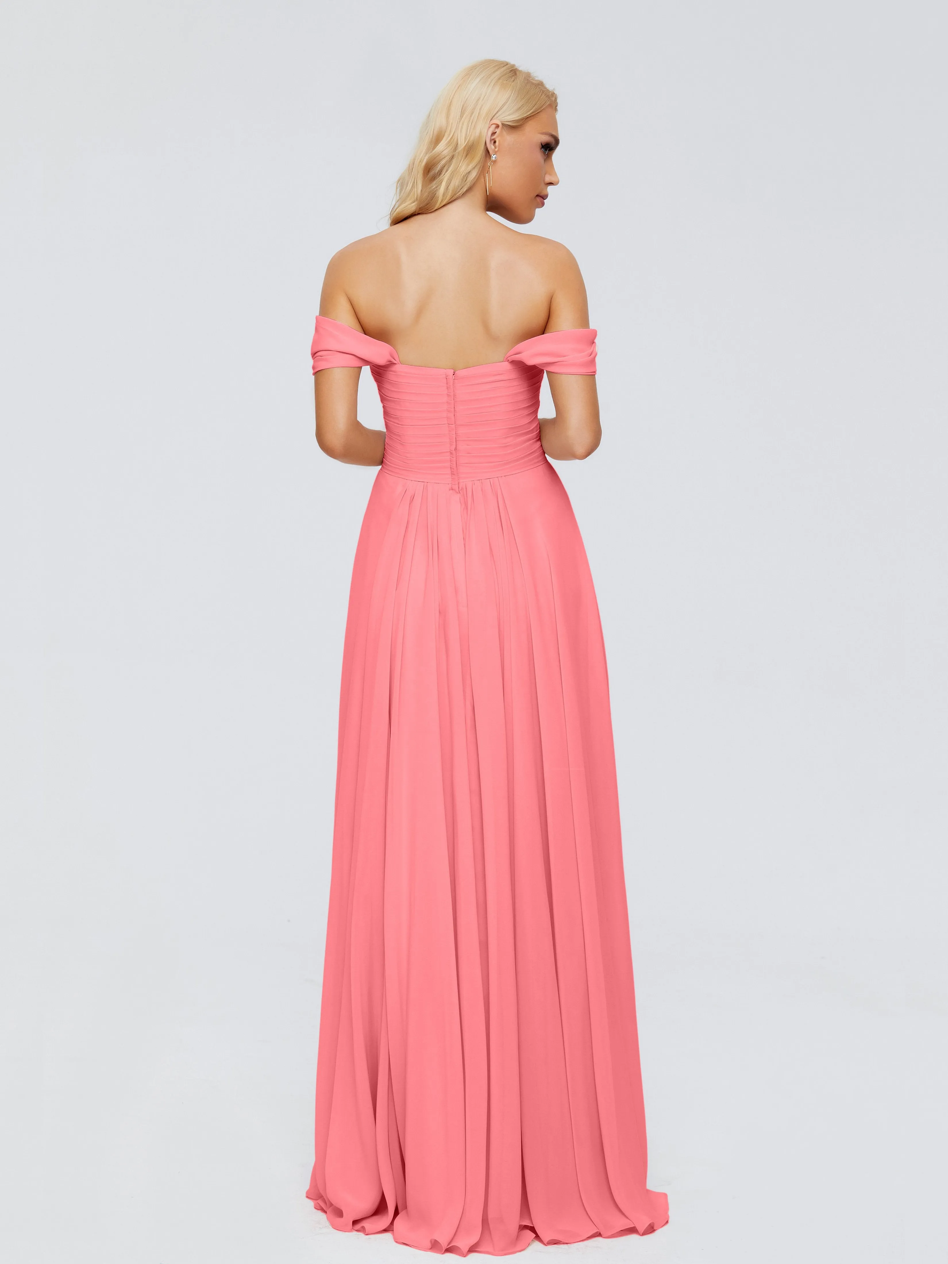Trinity Off-The-Shoulder Chiffon Bridesmaid Dresses