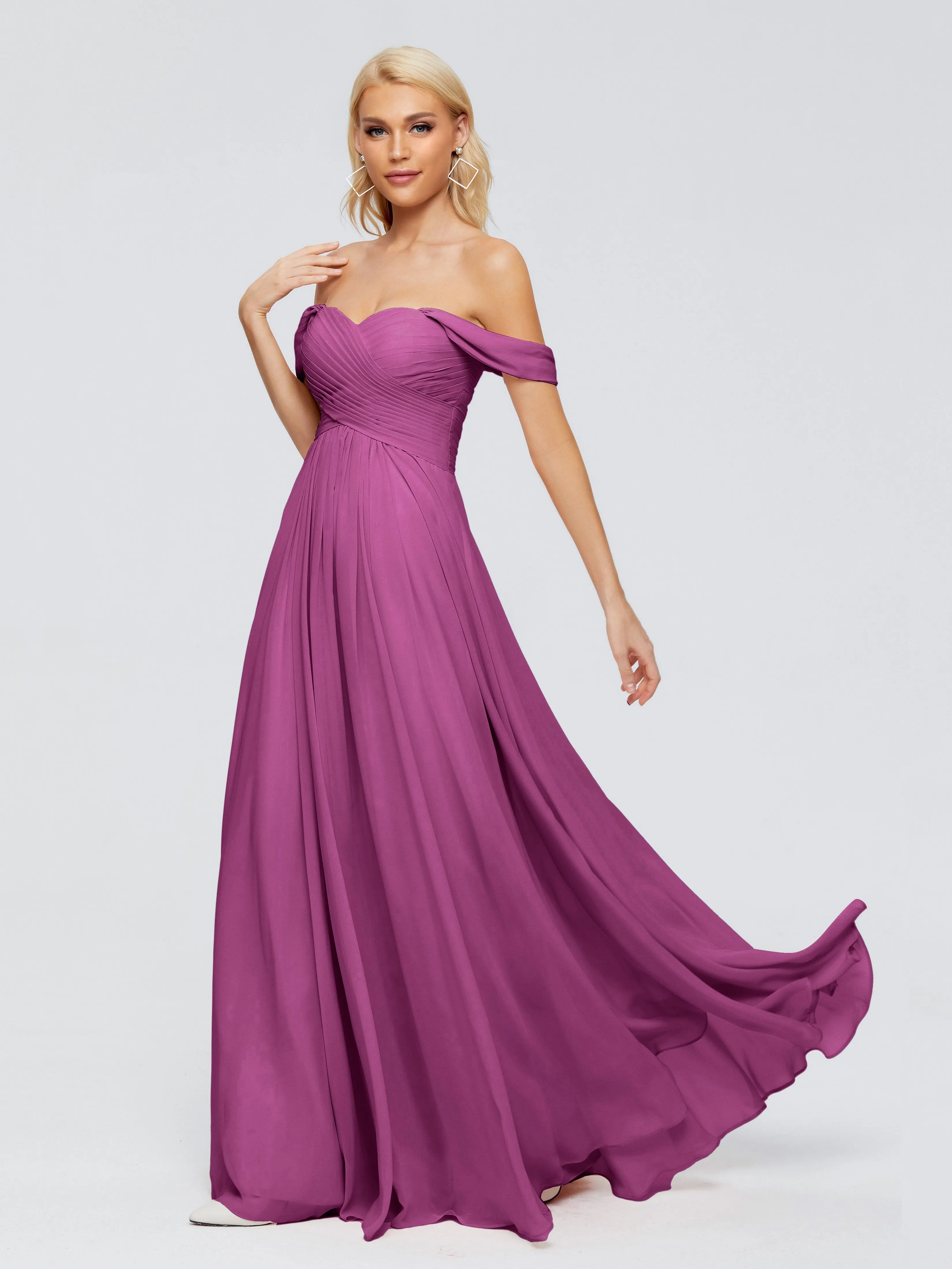 Trinity Off-The-Shoulder Chiffon Bridesmaid Dresses