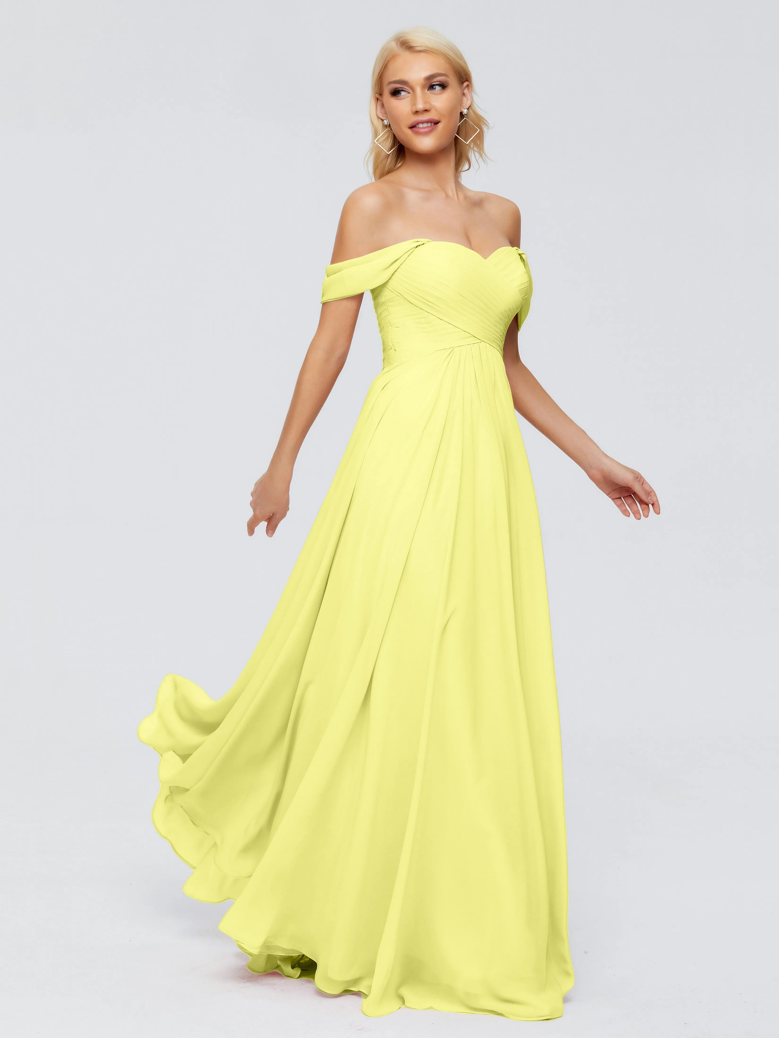 Trinity Off-The-Shoulder Chiffon Bridesmaid Dresses