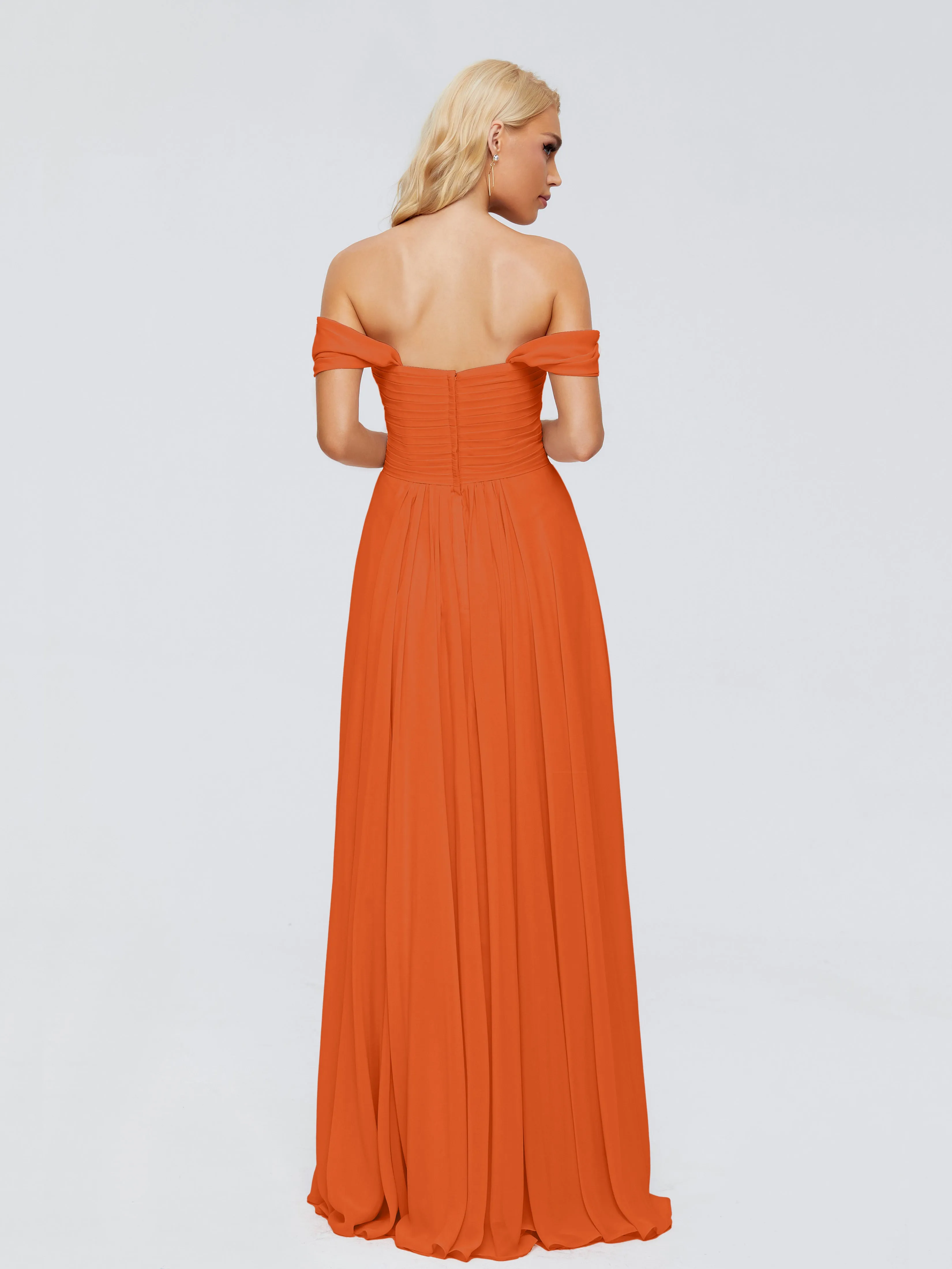 Trinity Off-The-Shoulder Chiffon Bridesmaid Dresses