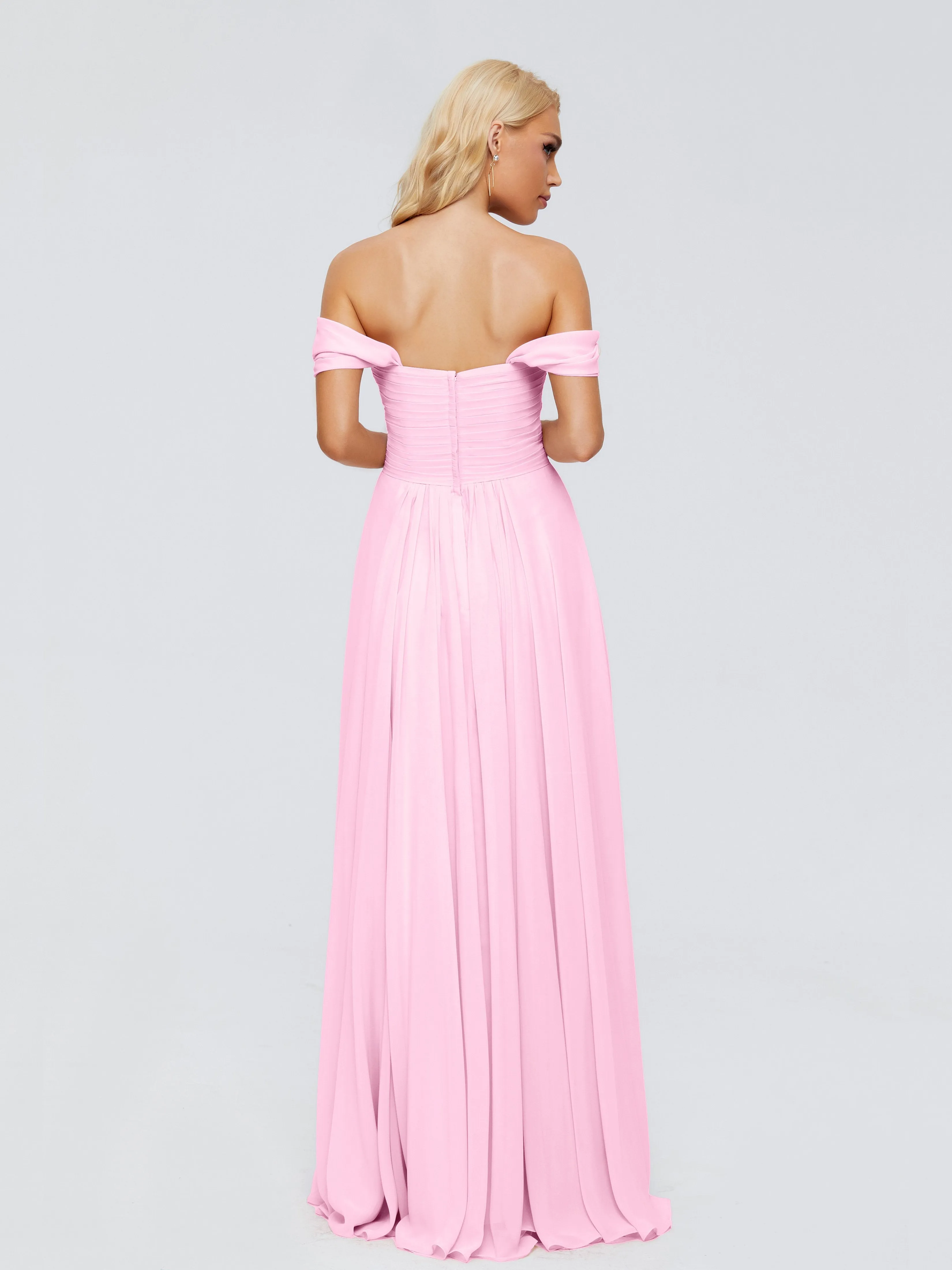 Trinity Off-The-Shoulder Chiffon Bridesmaid Dresses