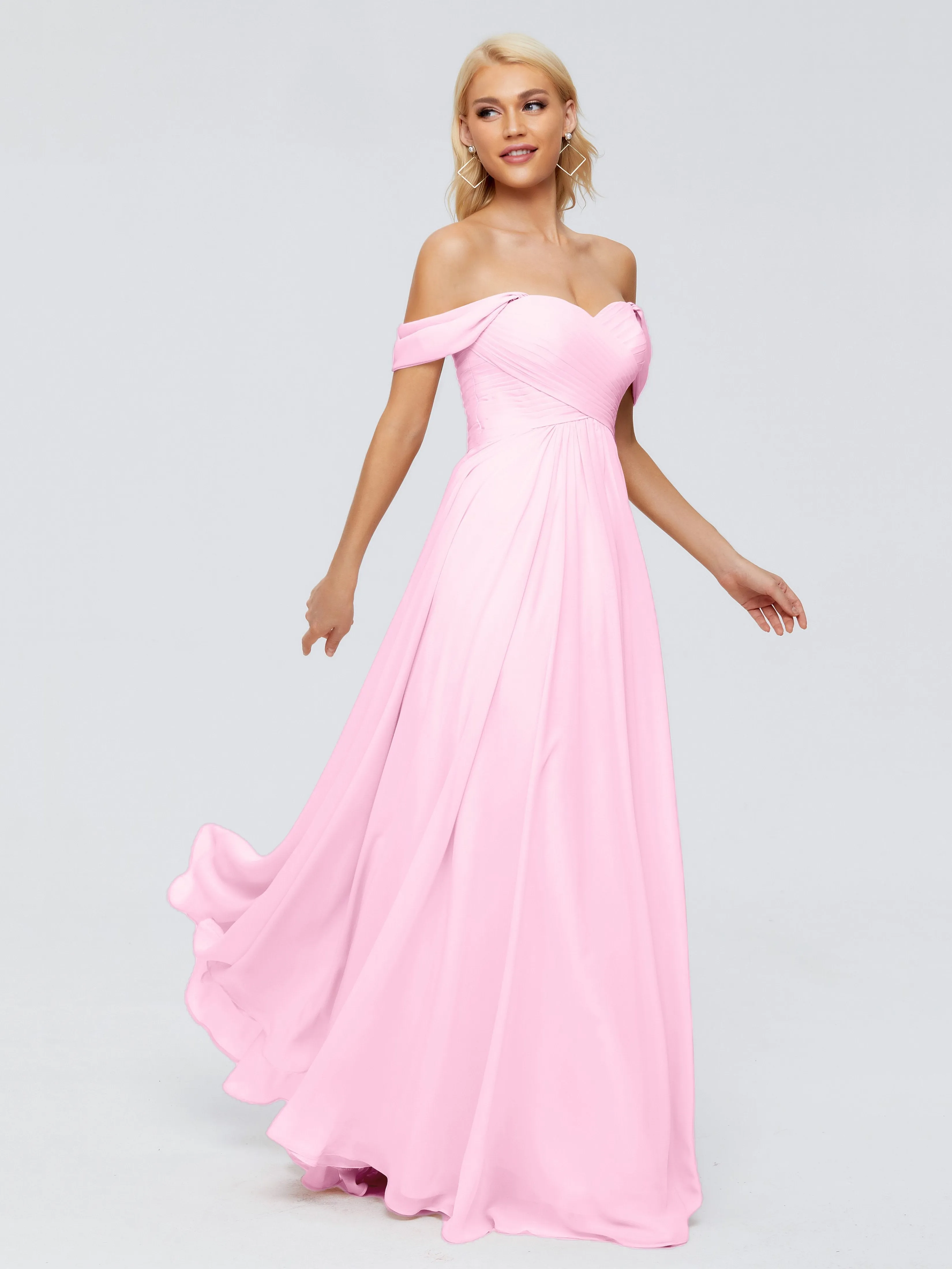 Trinity Off-The-Shoulder Chiffon Bridesmaid Dresses