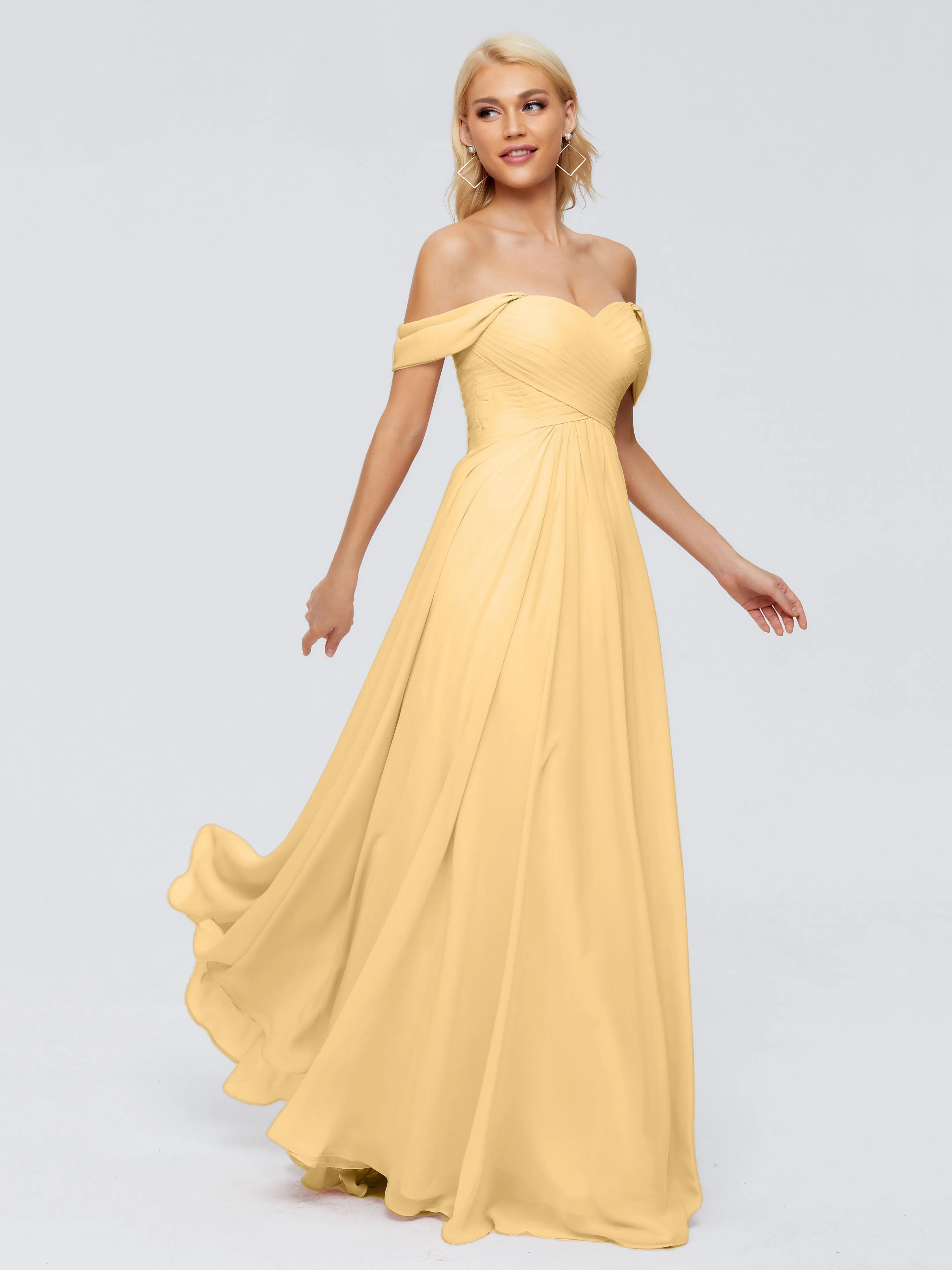 Trinity Off-The-Shoulder Chiffon Bridesmaid Dresses