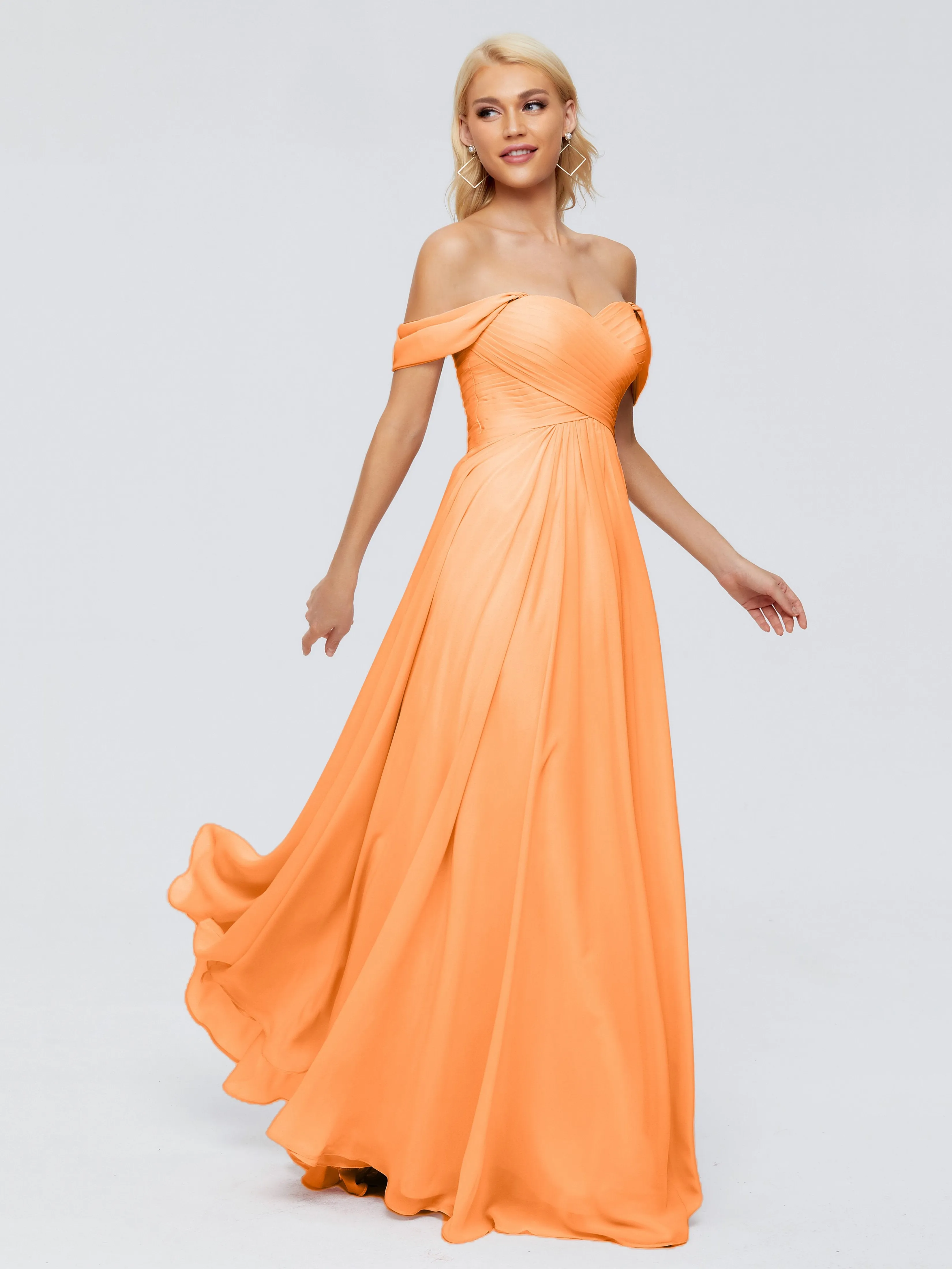 Trinity Off-The-Shoulder Chiffon Bridesmaid Dresses