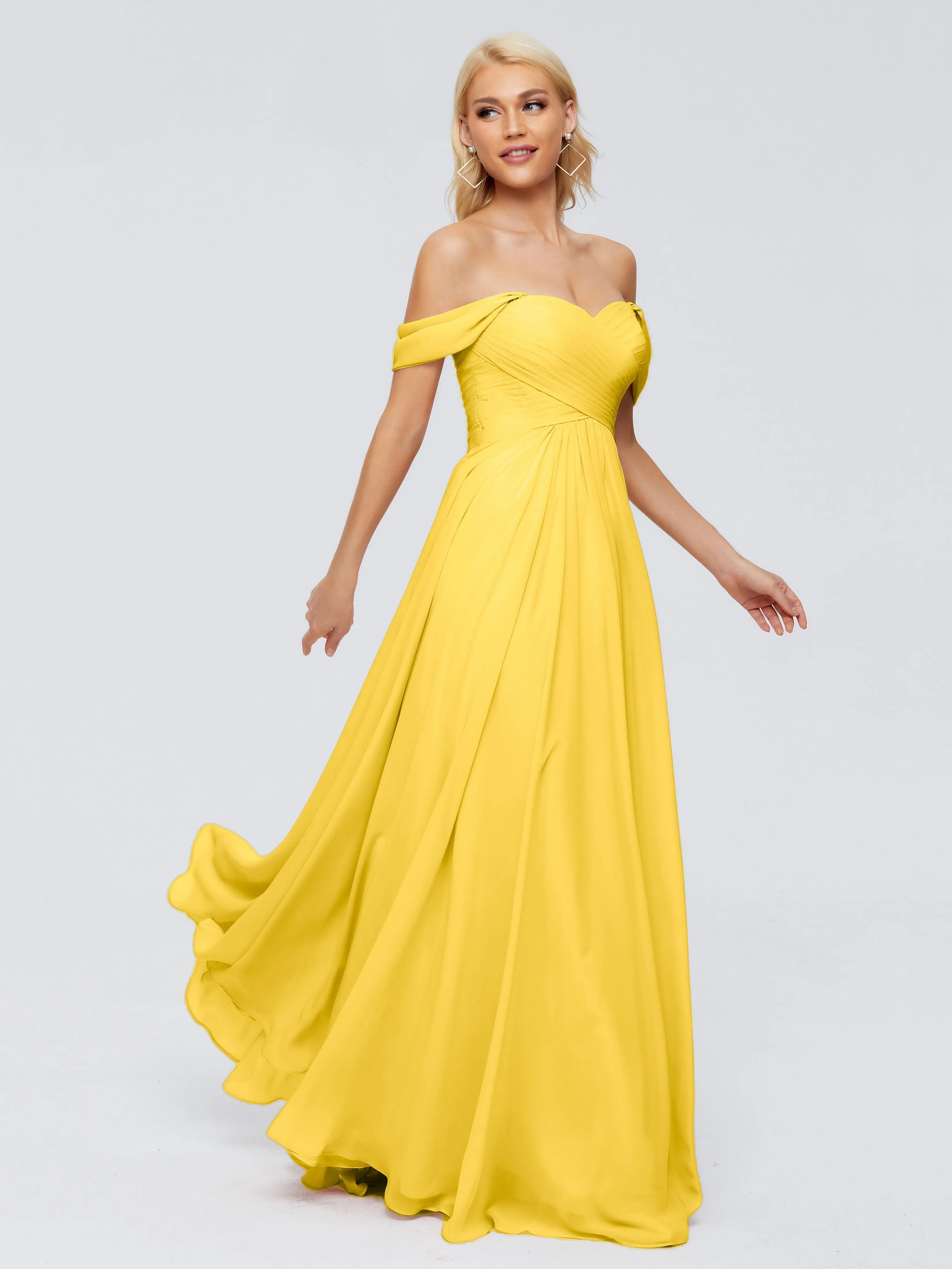Trinity Off-The-Shoulder Chiffon Bridesmaid Dresses