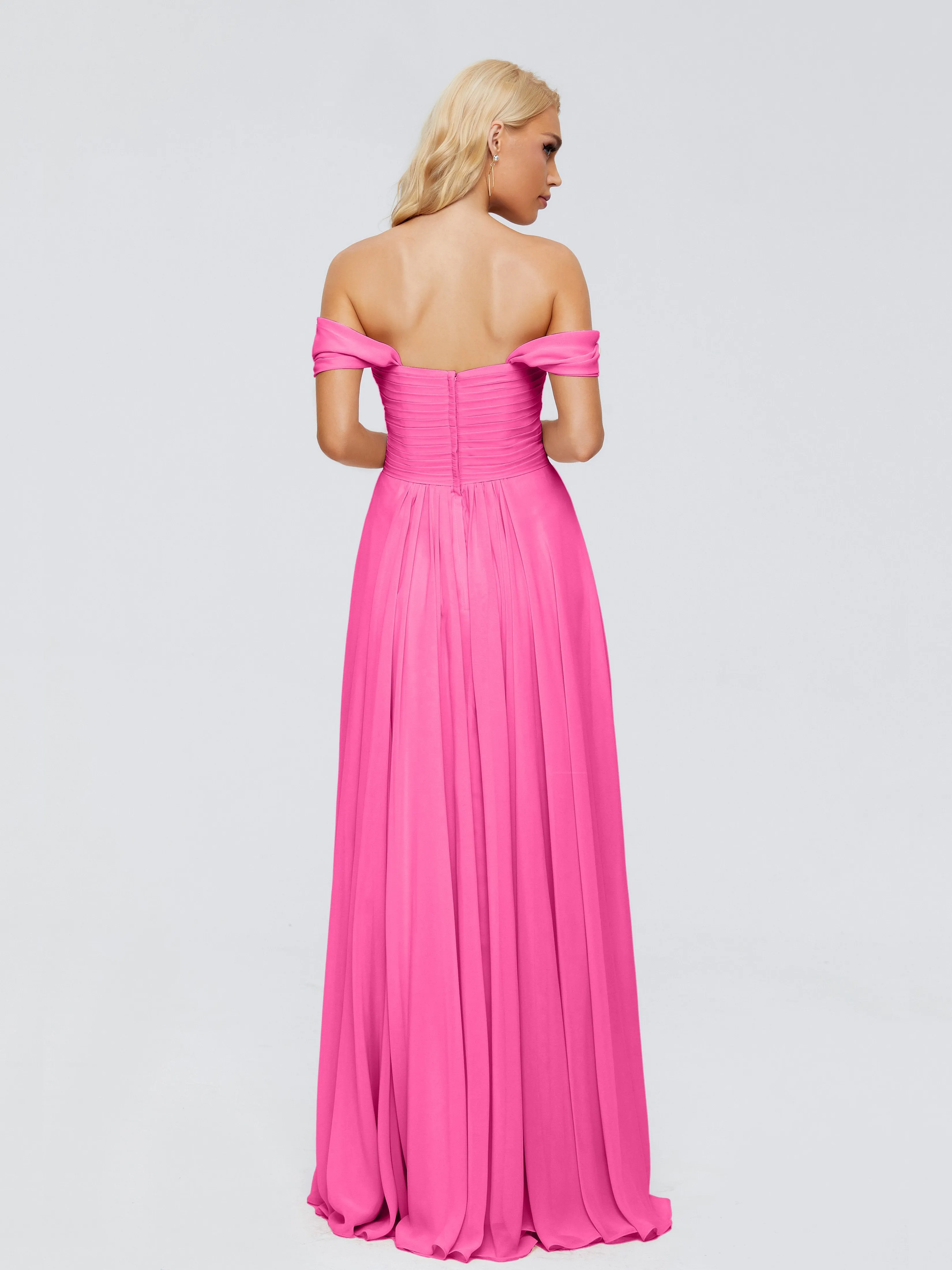Trinity Off-The-Shoulder Chiffon Bridesmaid Dresses