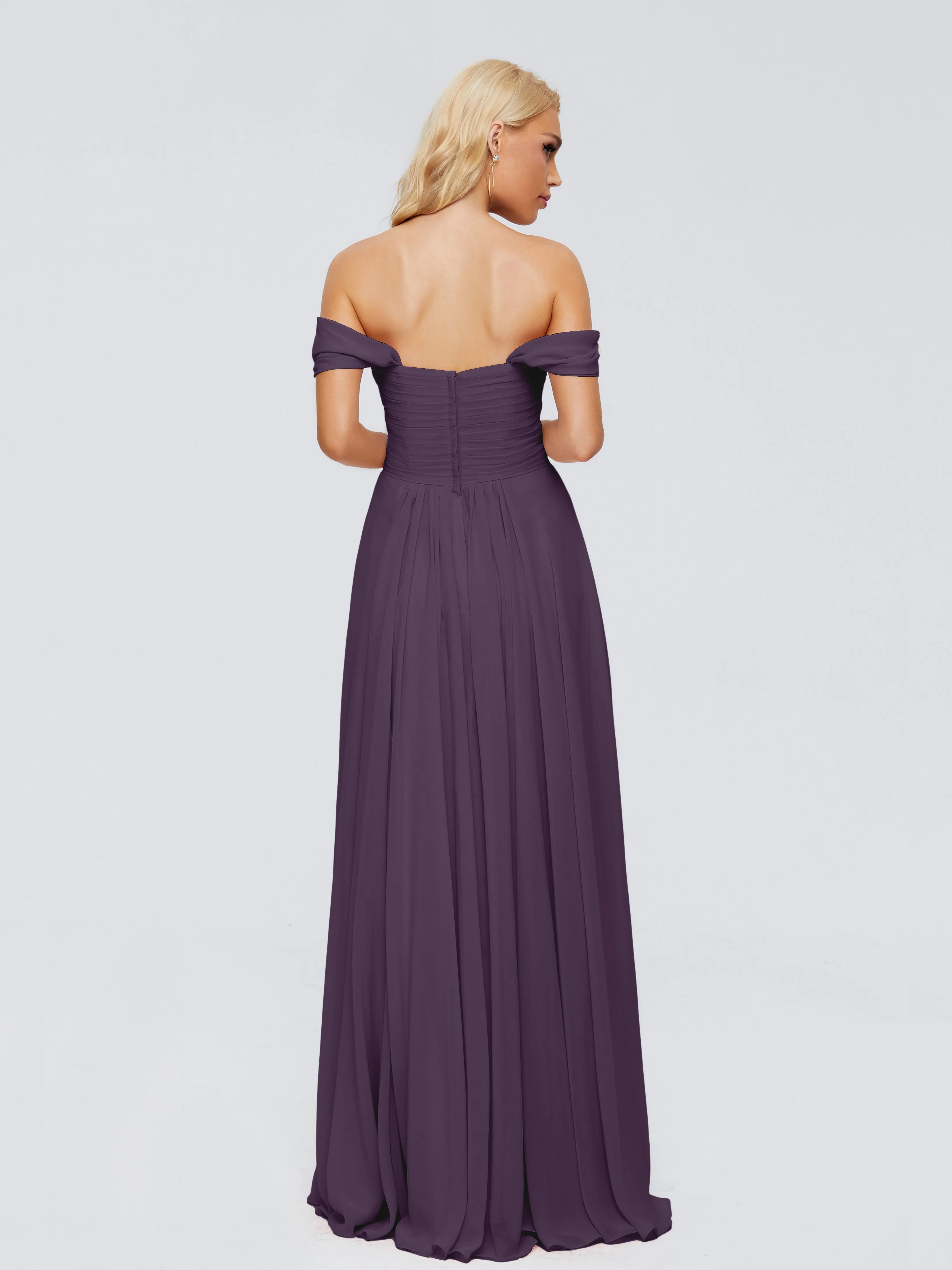 Trinity Off-The-Shoulder Chiffon Bridesmaid Dresses