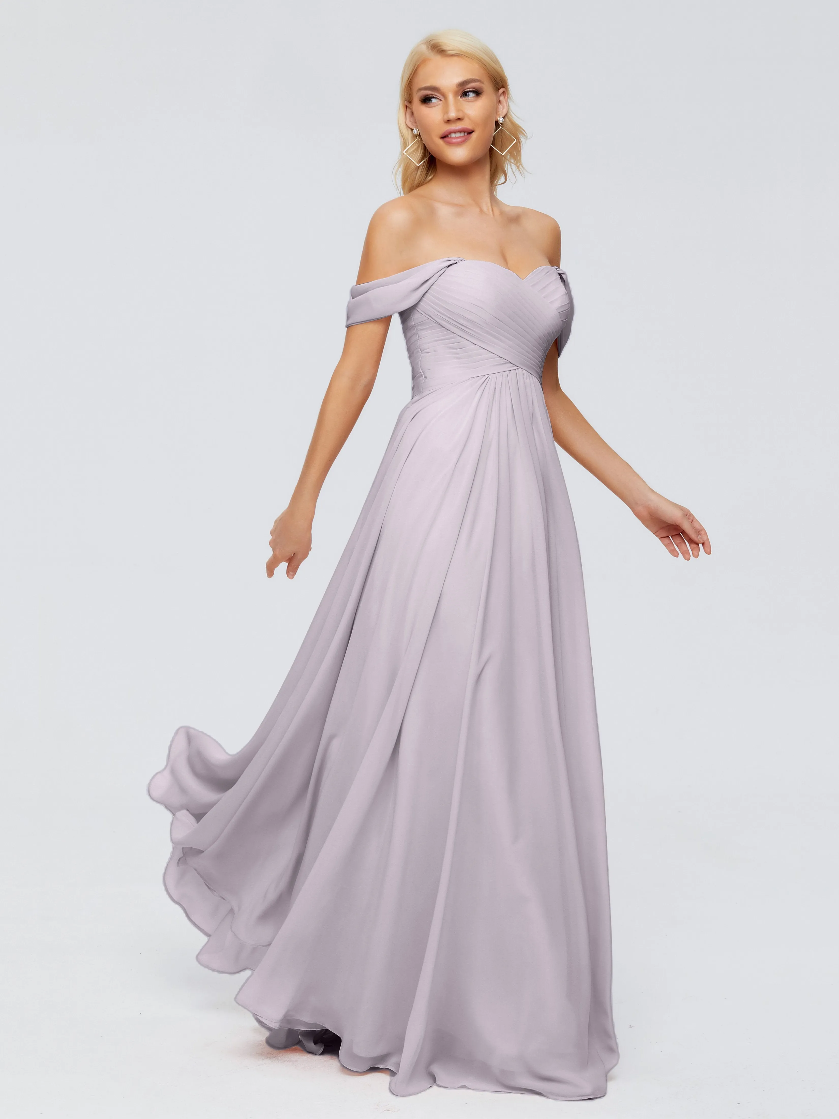 Trinity Off-The-Shoulder Chiffon Bridesmaid Dresses