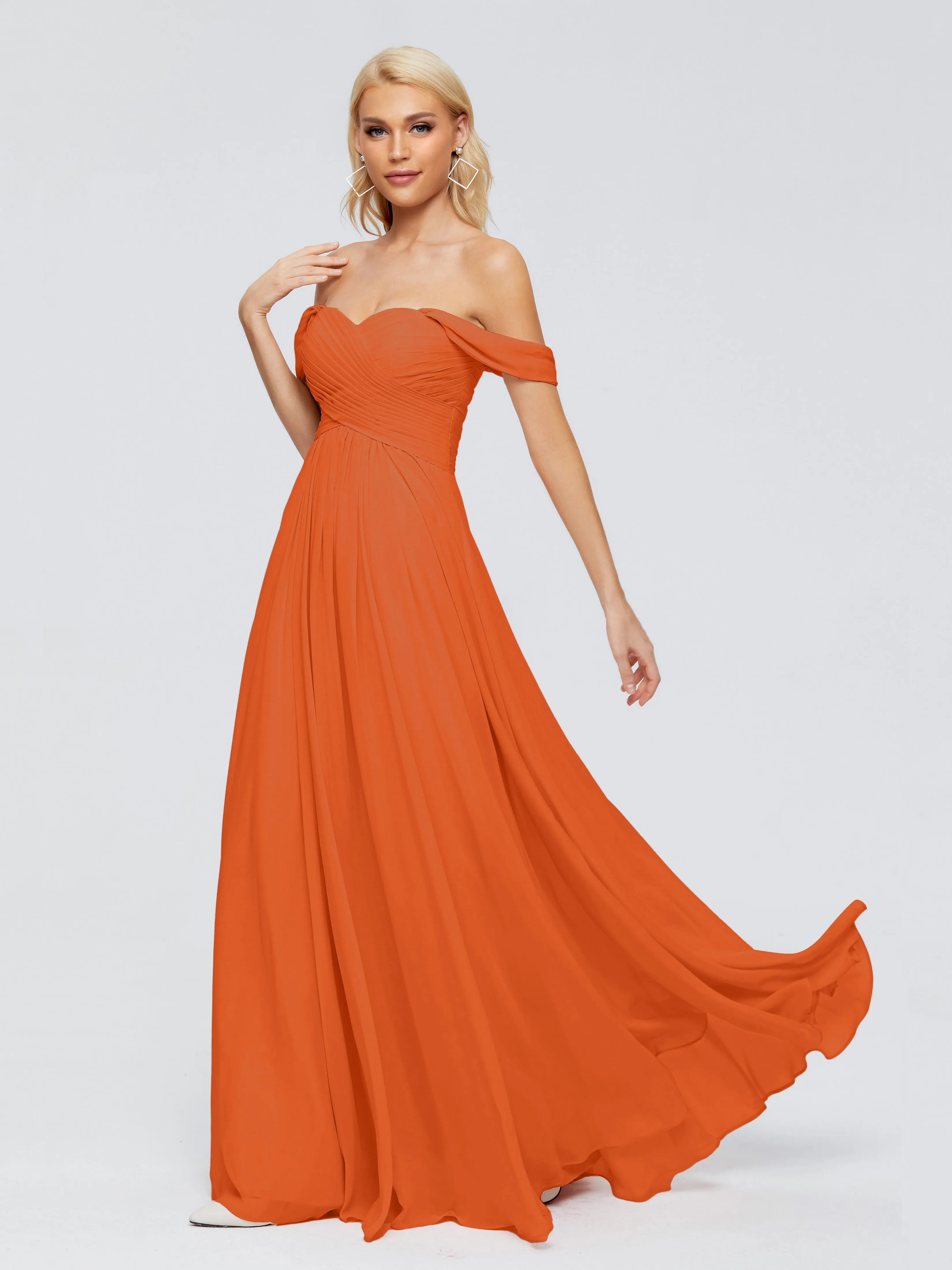 Trinity Off-The-Shoulder Chiffon Bridesmaid Dresses