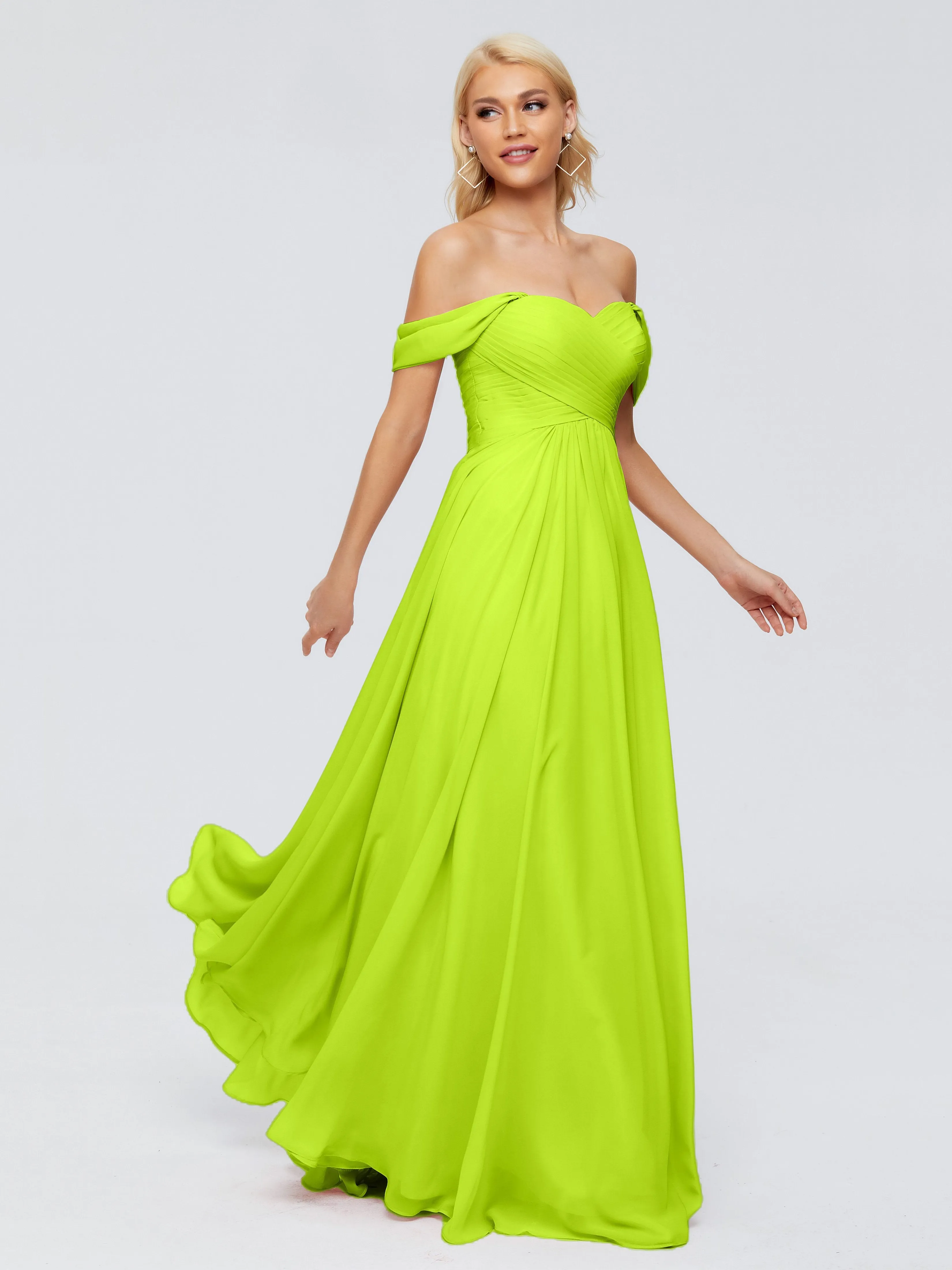 Trinity Off-The-Shoulder Chiffon Bridesmaid Dresses