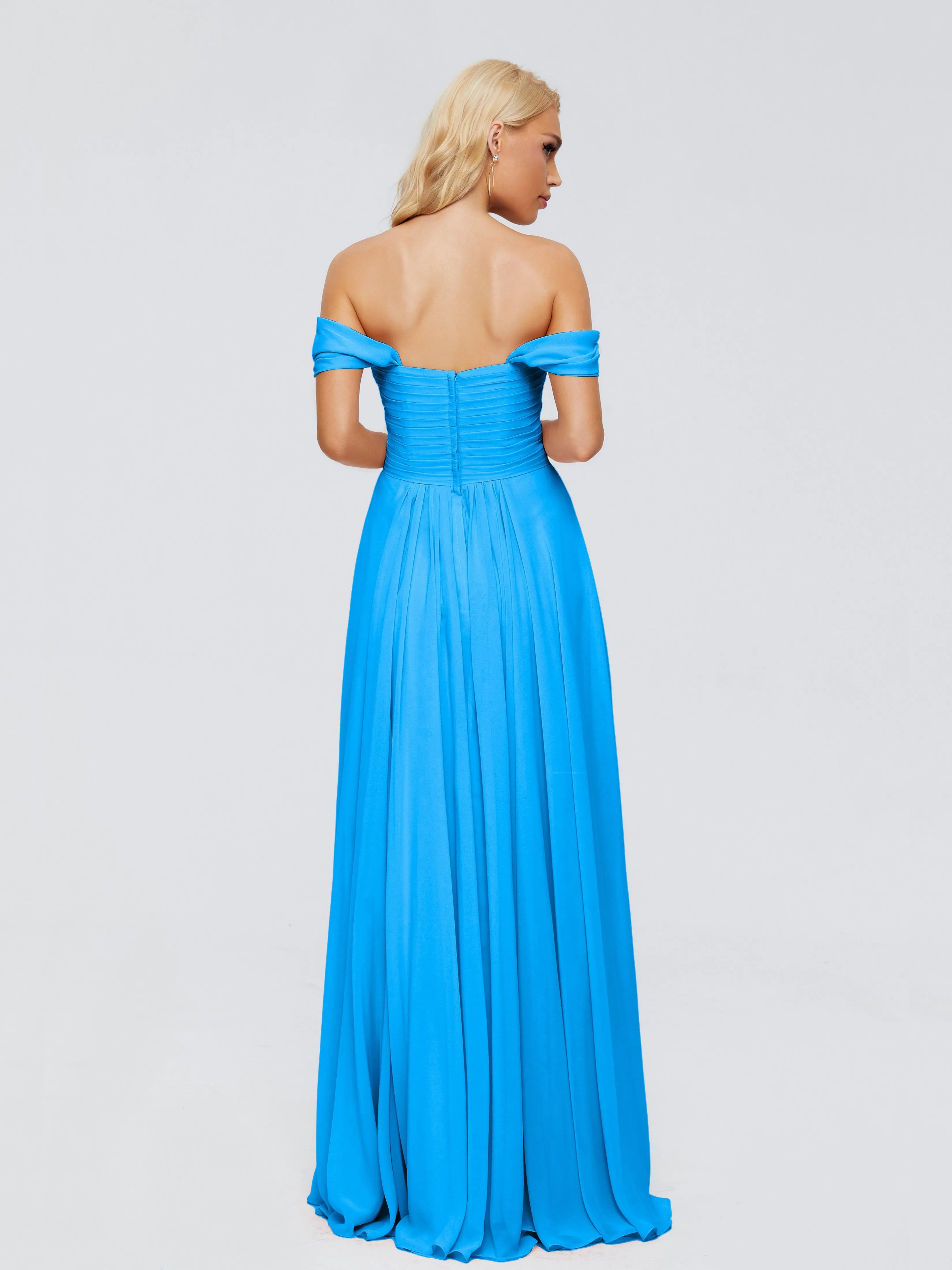 Trinity Off-The-Shoulder Chiffon Bridesmaid Dresses