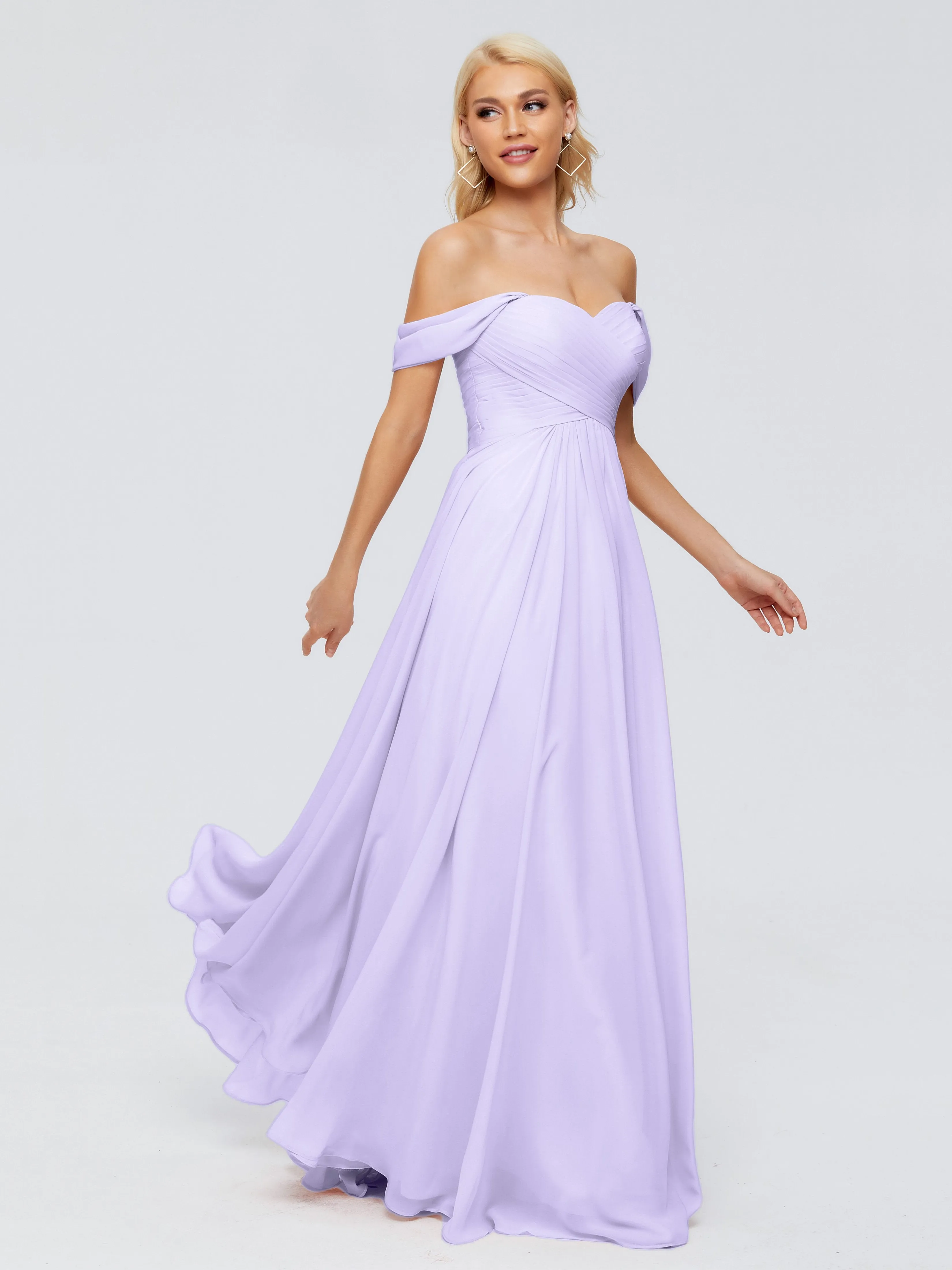 Trinity Off-The-Shoulder Chiffon Bridesmaid Dresses