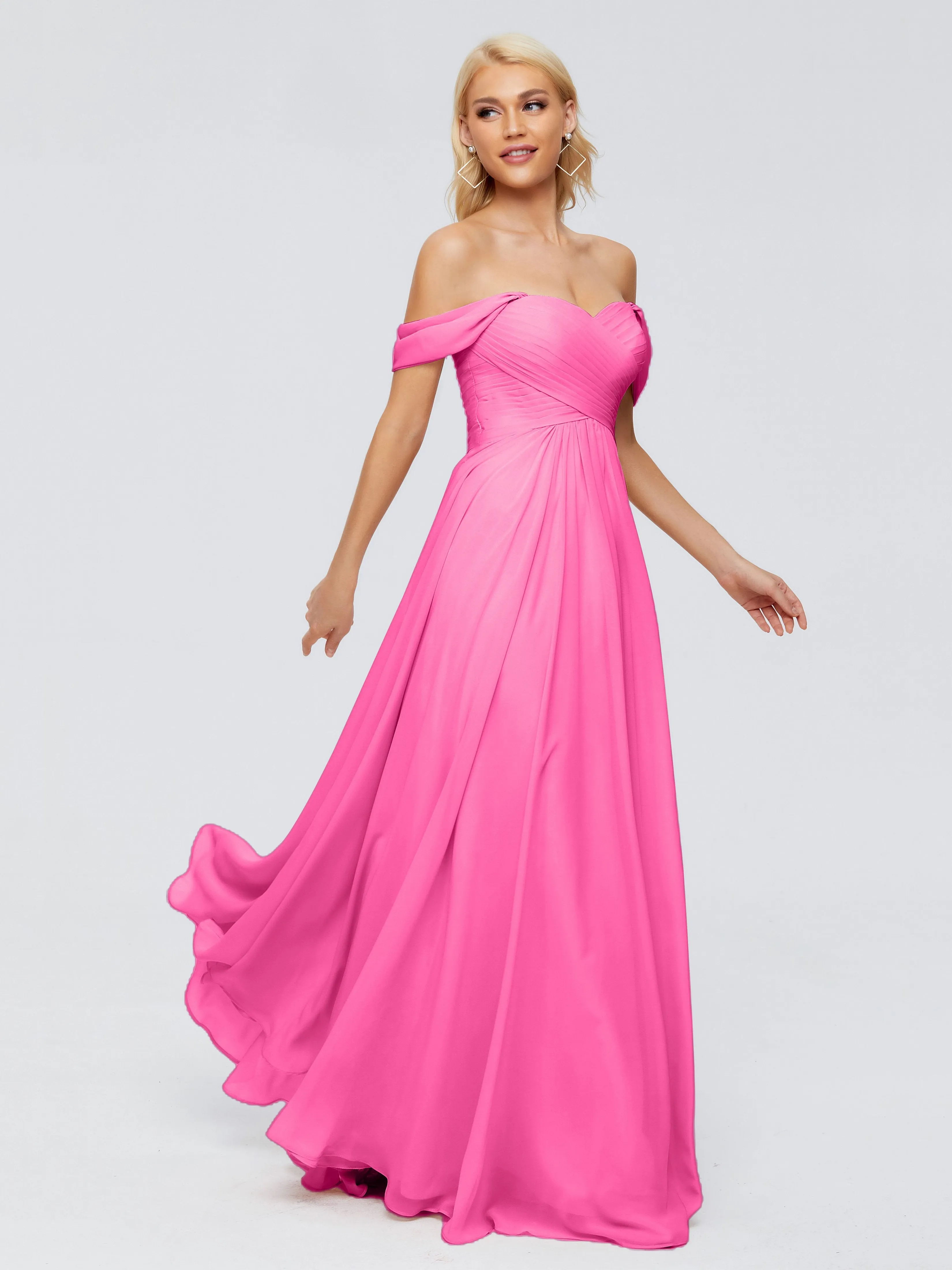 Trinity Off-The-Shoulder Chiffon Bridesmaid Dresses