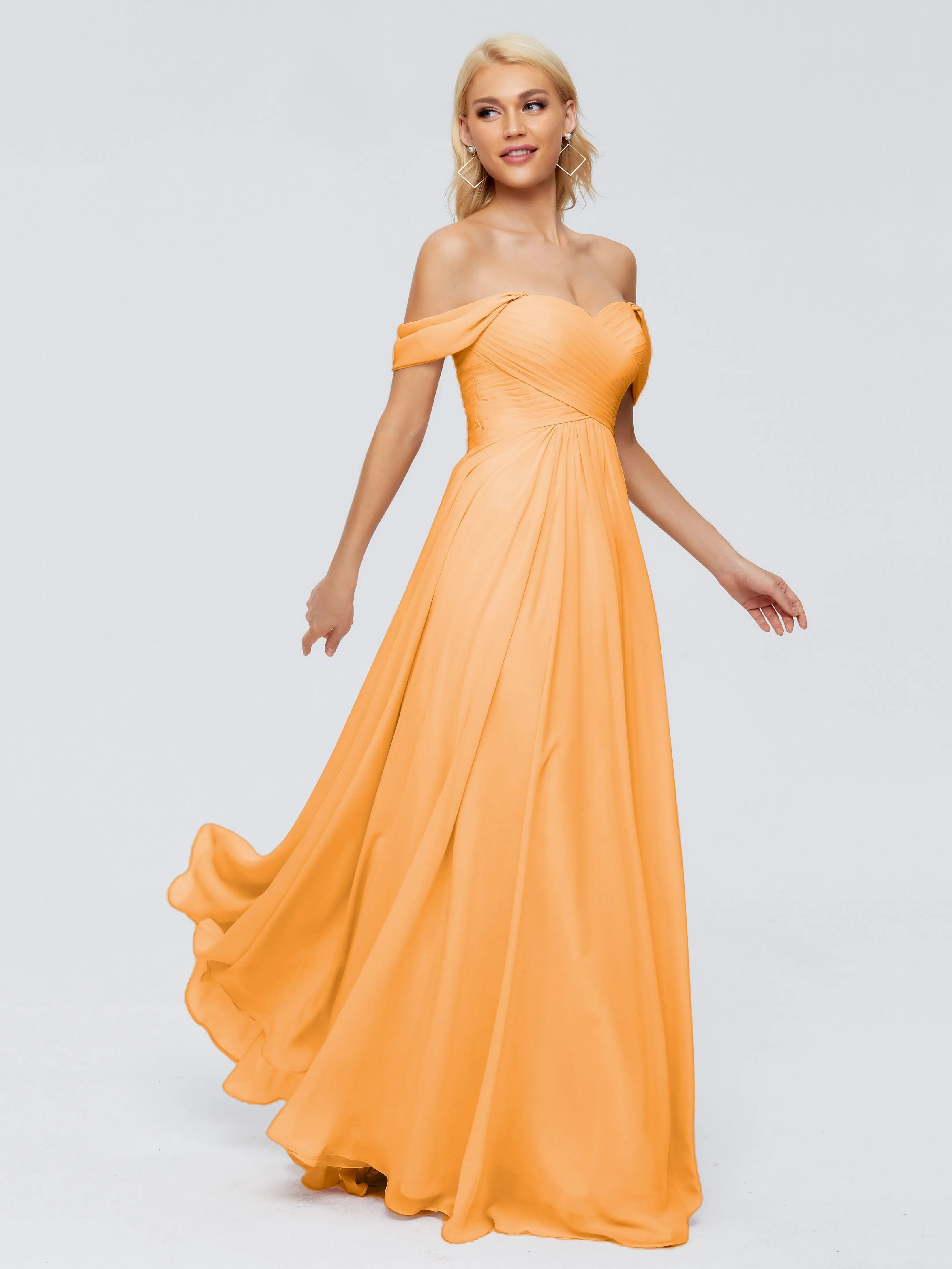 Trinity Off-The-Shoulder Chiffon Bridesmaid Dresses