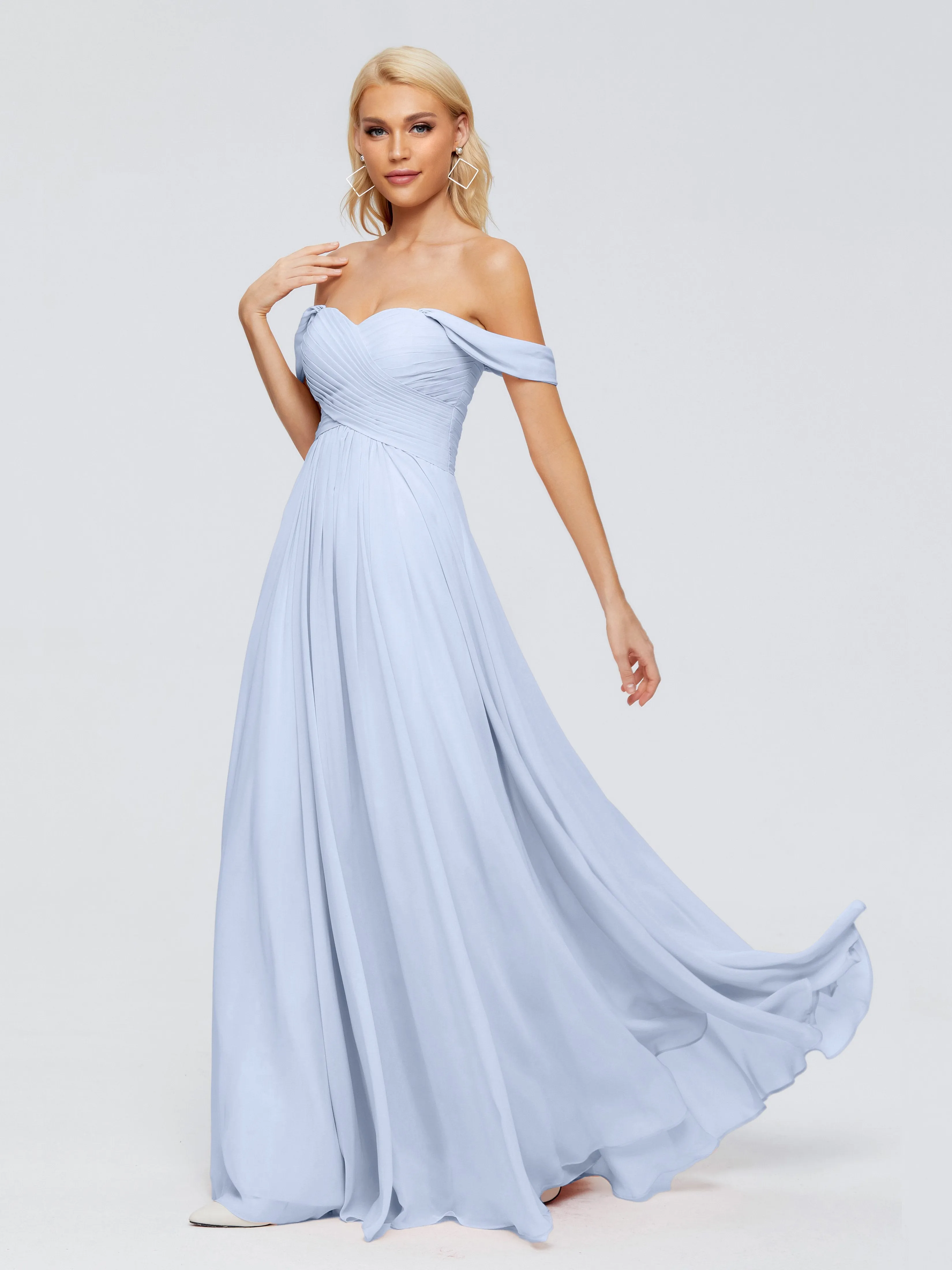 Trinity Off-The-Shoulder Chiffon Bridesmaid Dresses