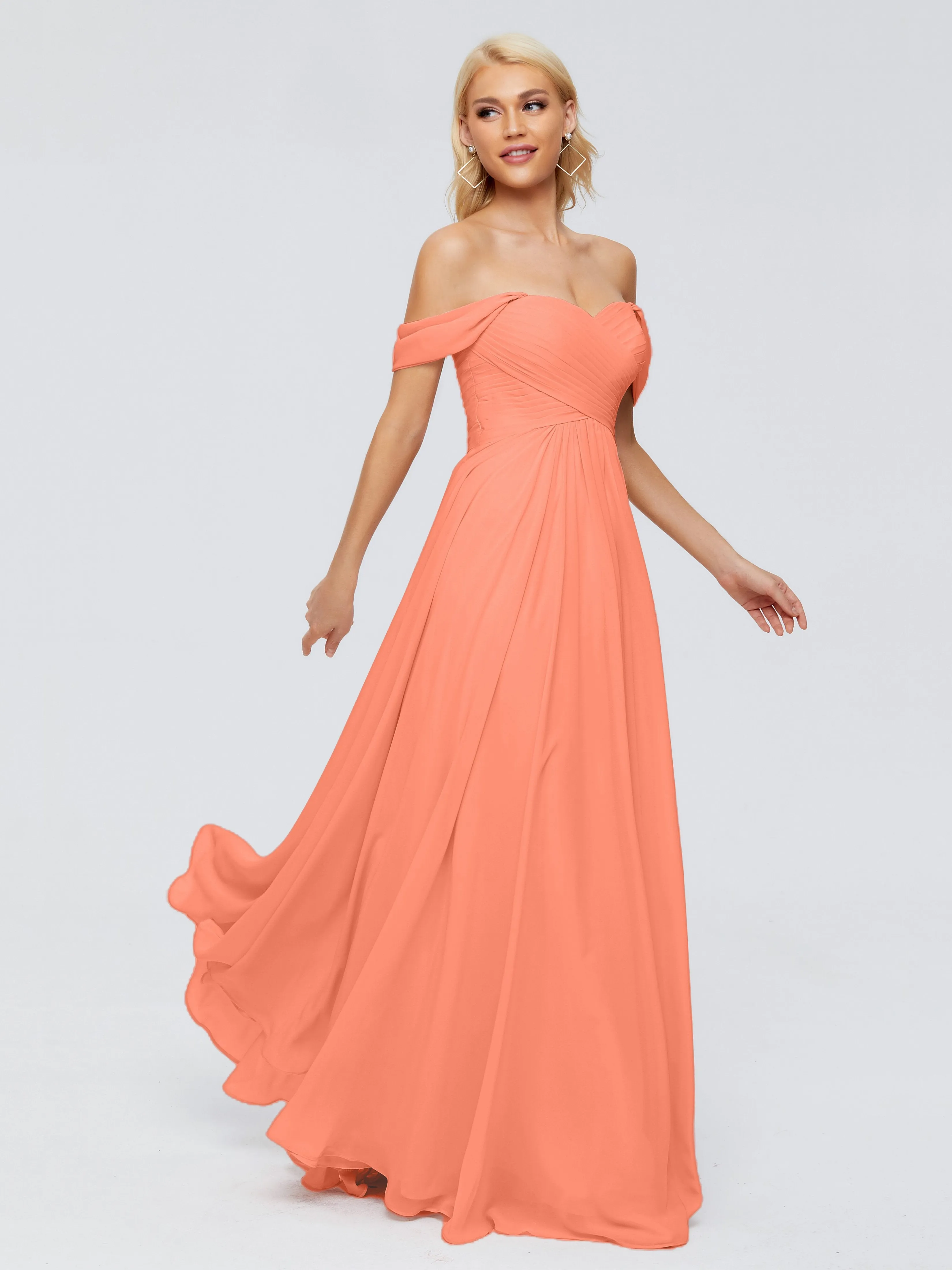 Trinity Off-The-Shoulder Chiffon Bridesmaid Dresses