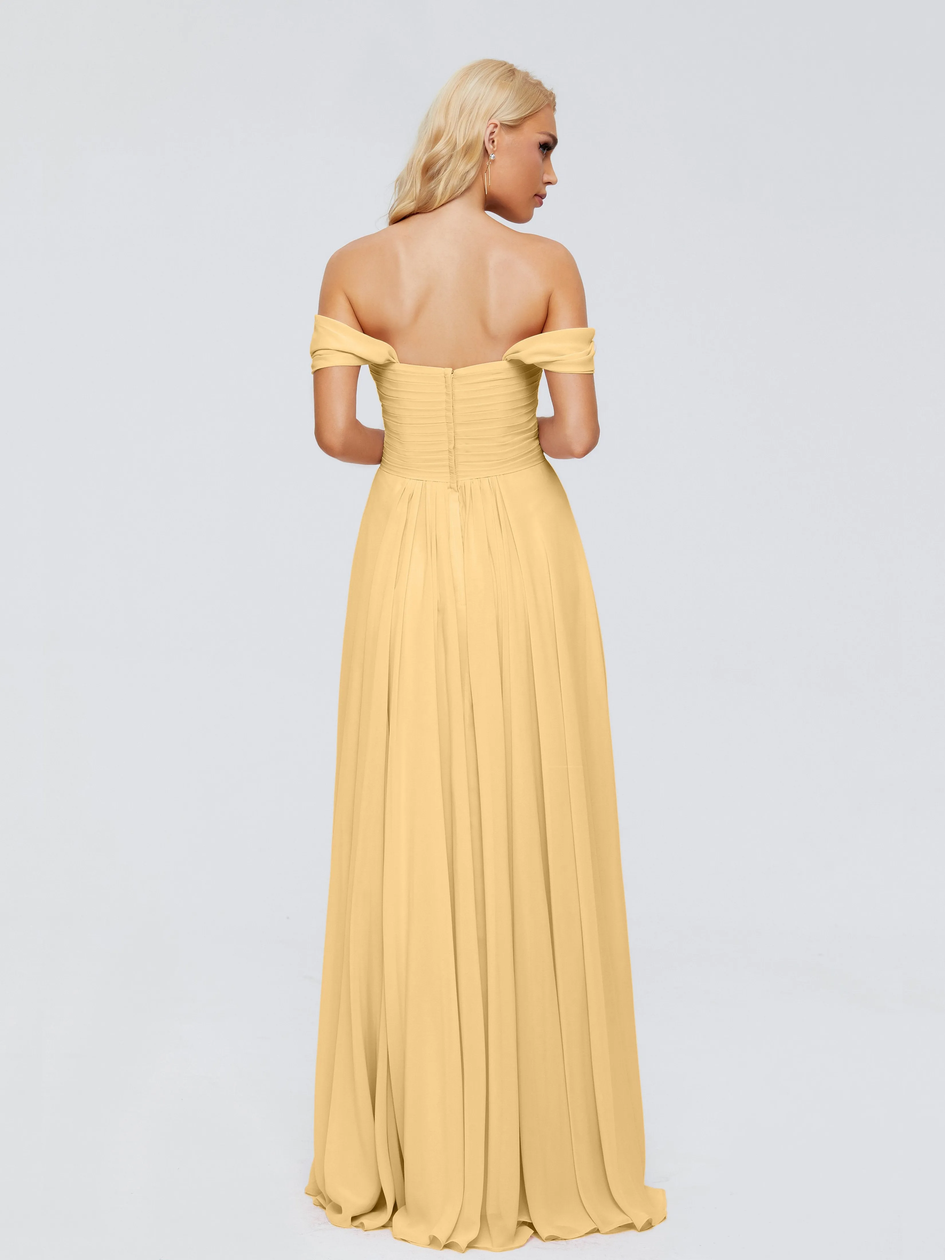 Trinity Off-The-Shoulder Chiffon Bridesmaid Dresses