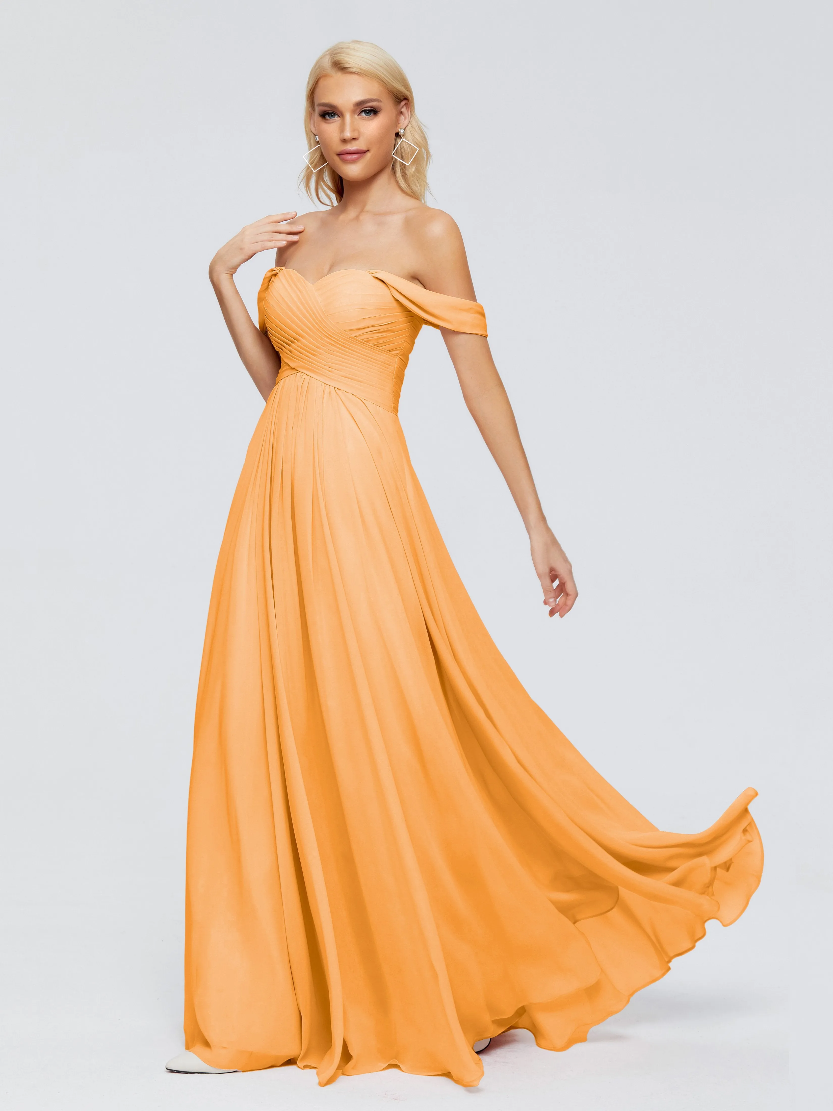 Trinity Off-The-Shoulder Chiffon Bridesmaid Dresses
