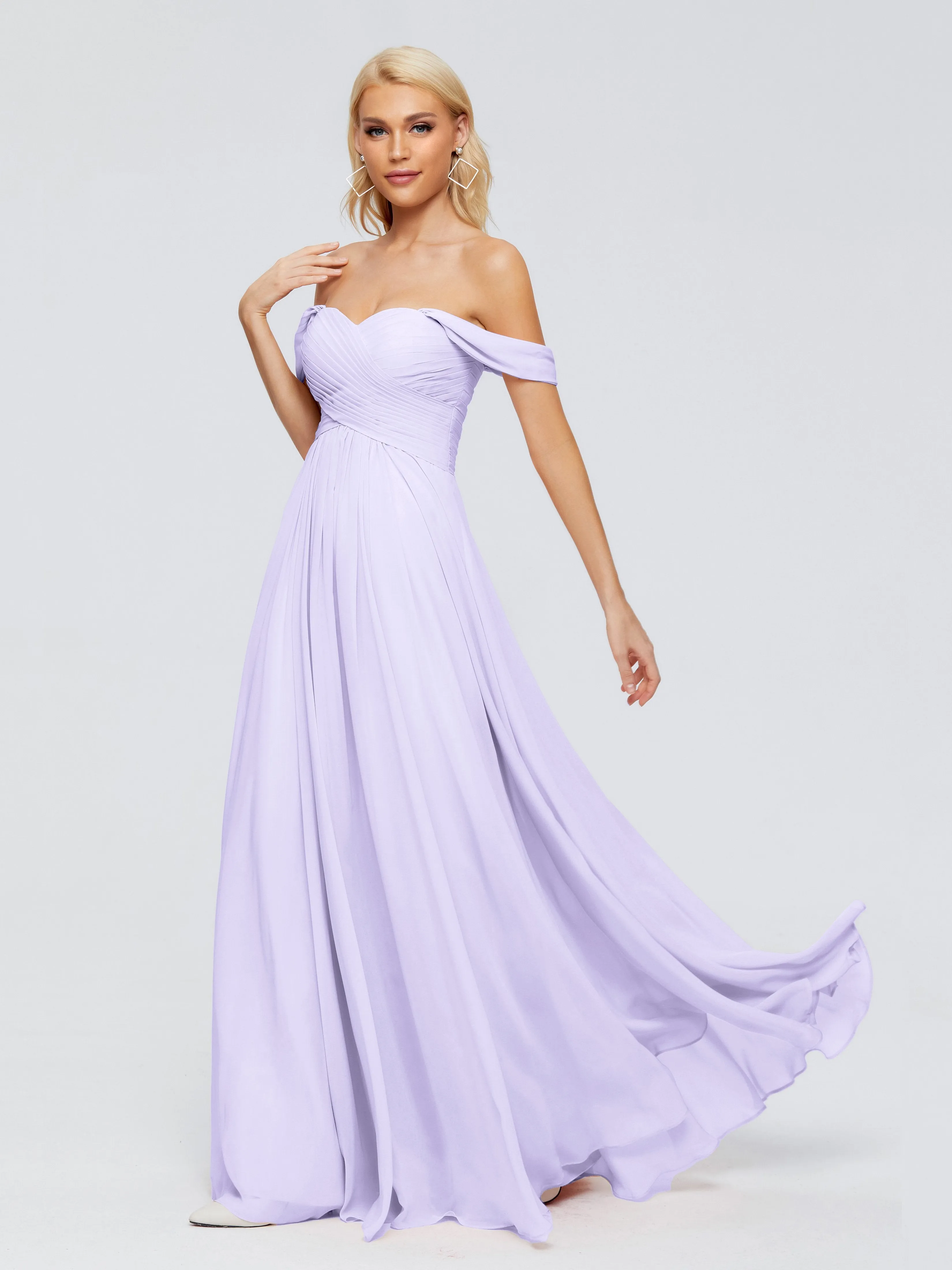 Trinity Off-The-Shoulder Chiffon Bridesmaid Dresses