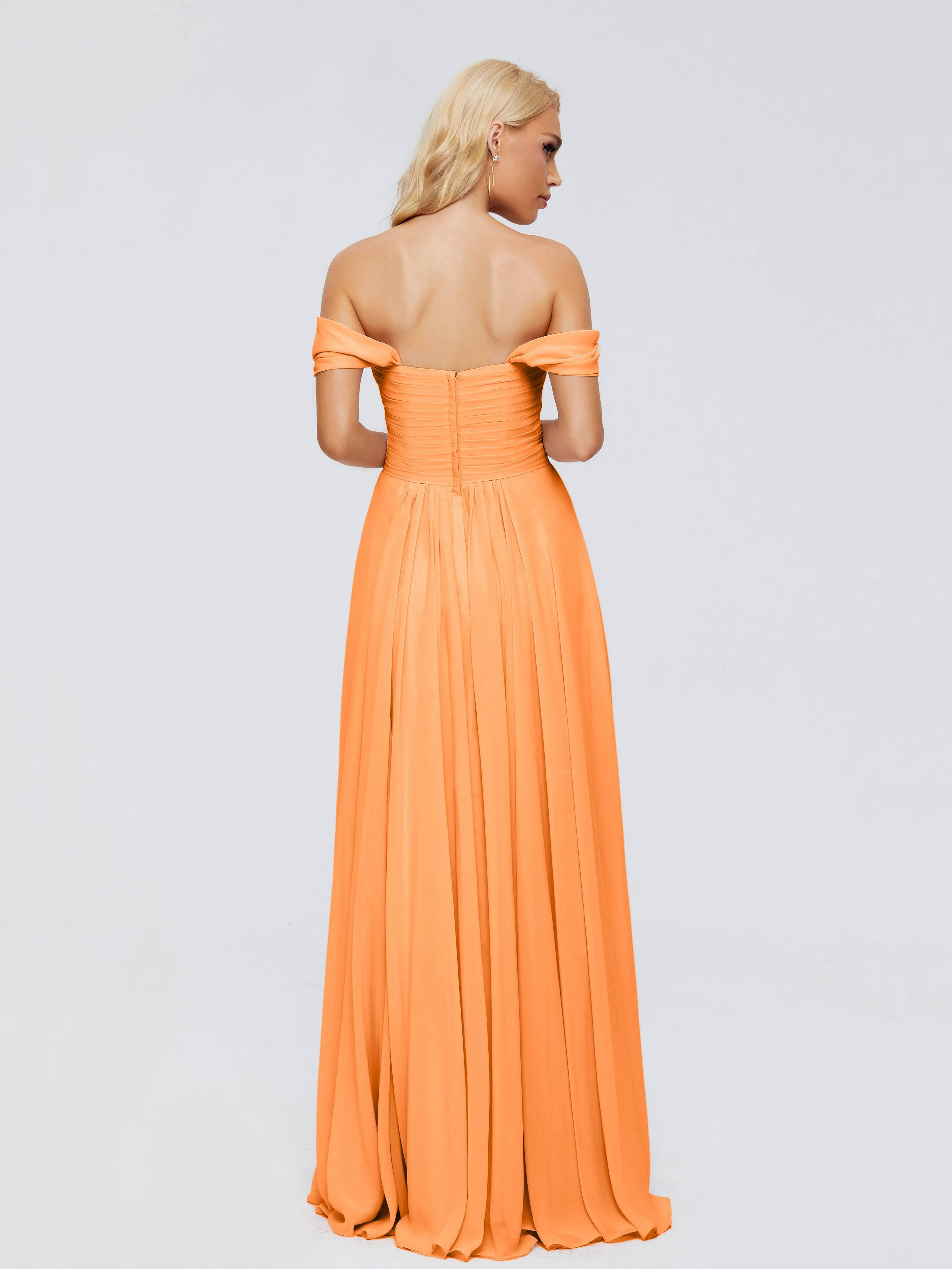 Trinity Off-The-Shoulder Chiffon Bridesmaid Dresses