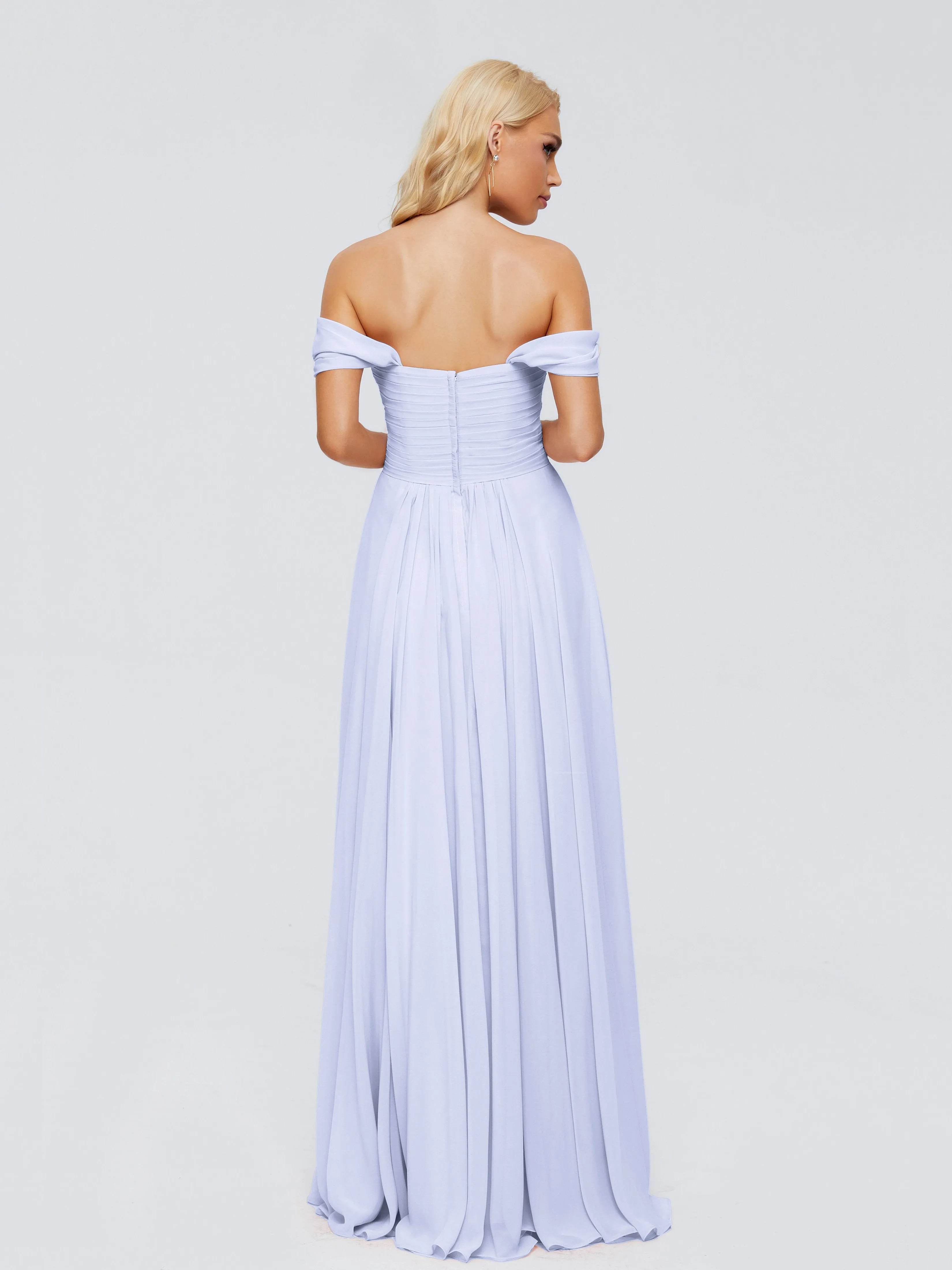 Trinity Off-The-Shoulder Chiffon Bridesmaid Dresses