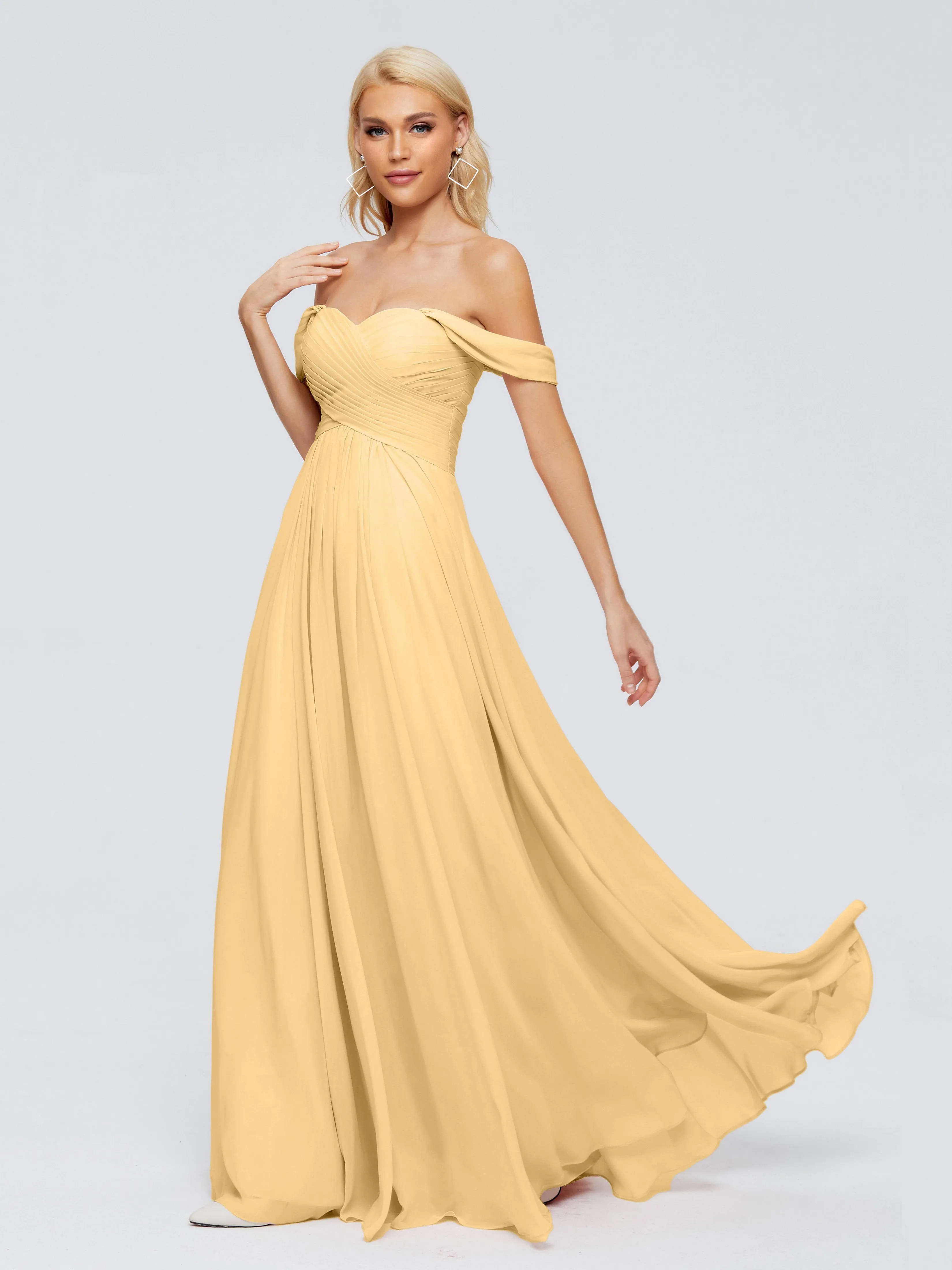 Trinity Off-The-Shoulder Chiffon Bridesmaid Dresses
