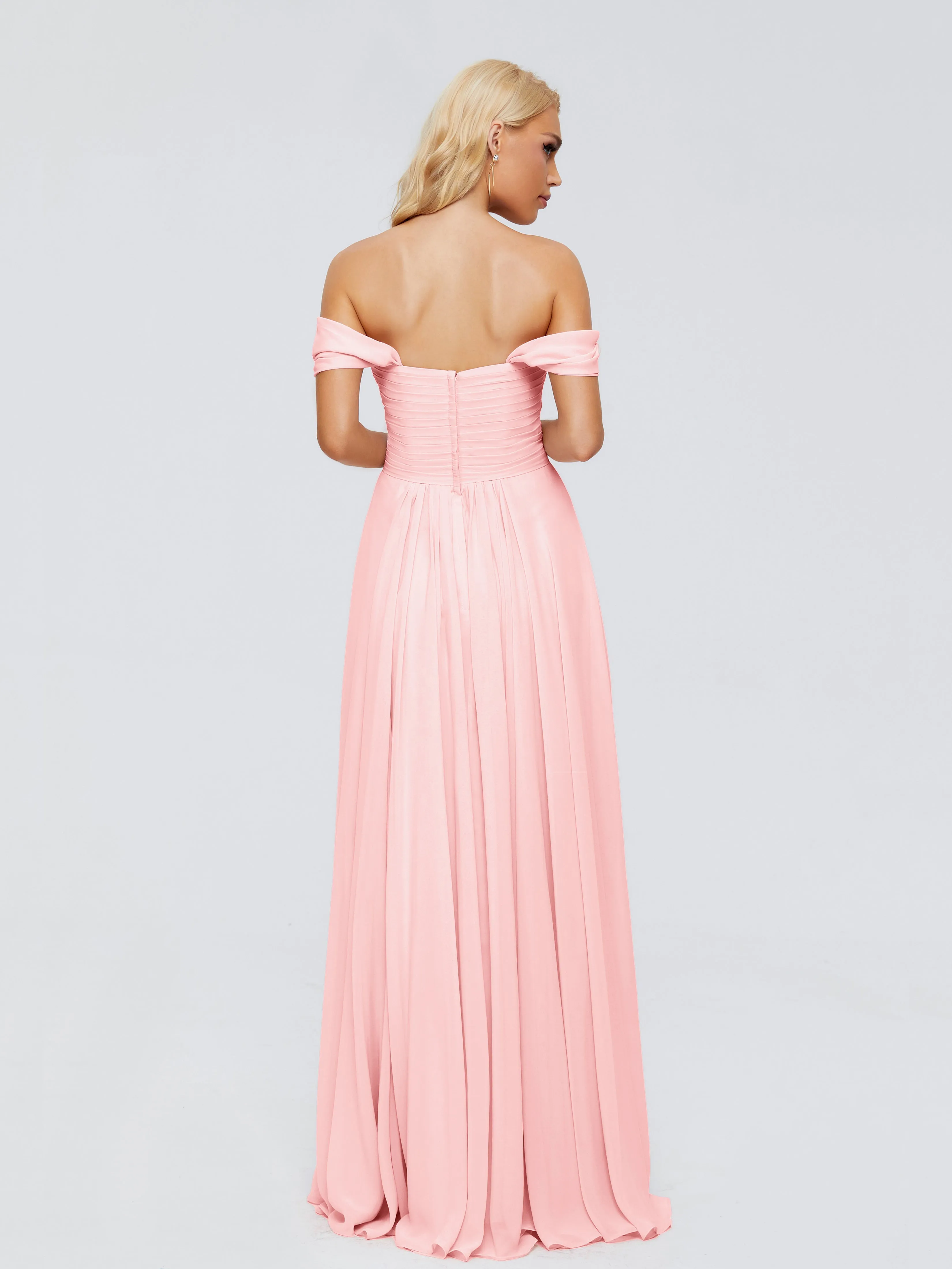 Trinity Off-The-Shoulder Chiffon Bridesmaid Dresses