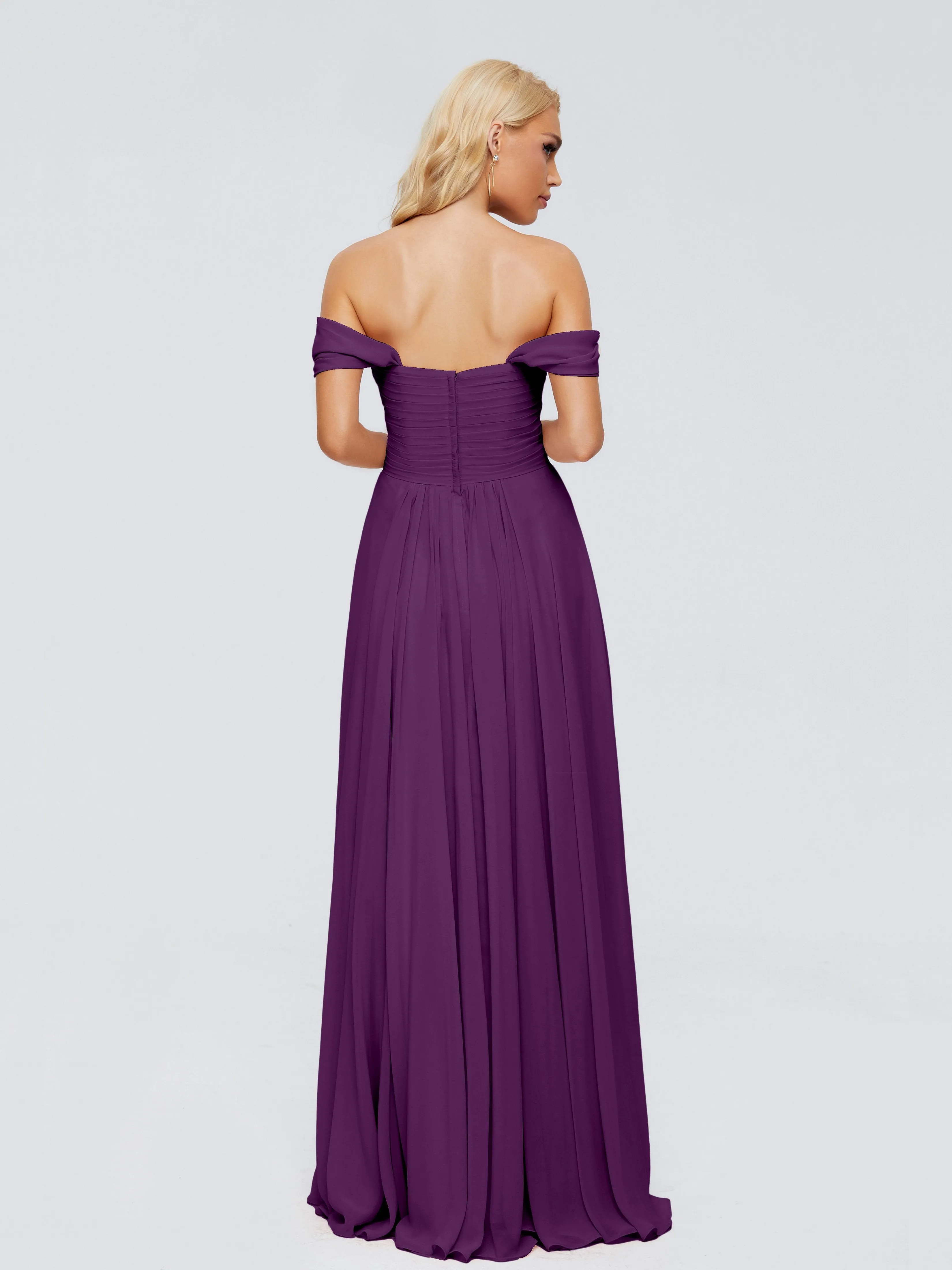 Trinity Off-The-Shoulder Chiffon Bridesmaid Dresses