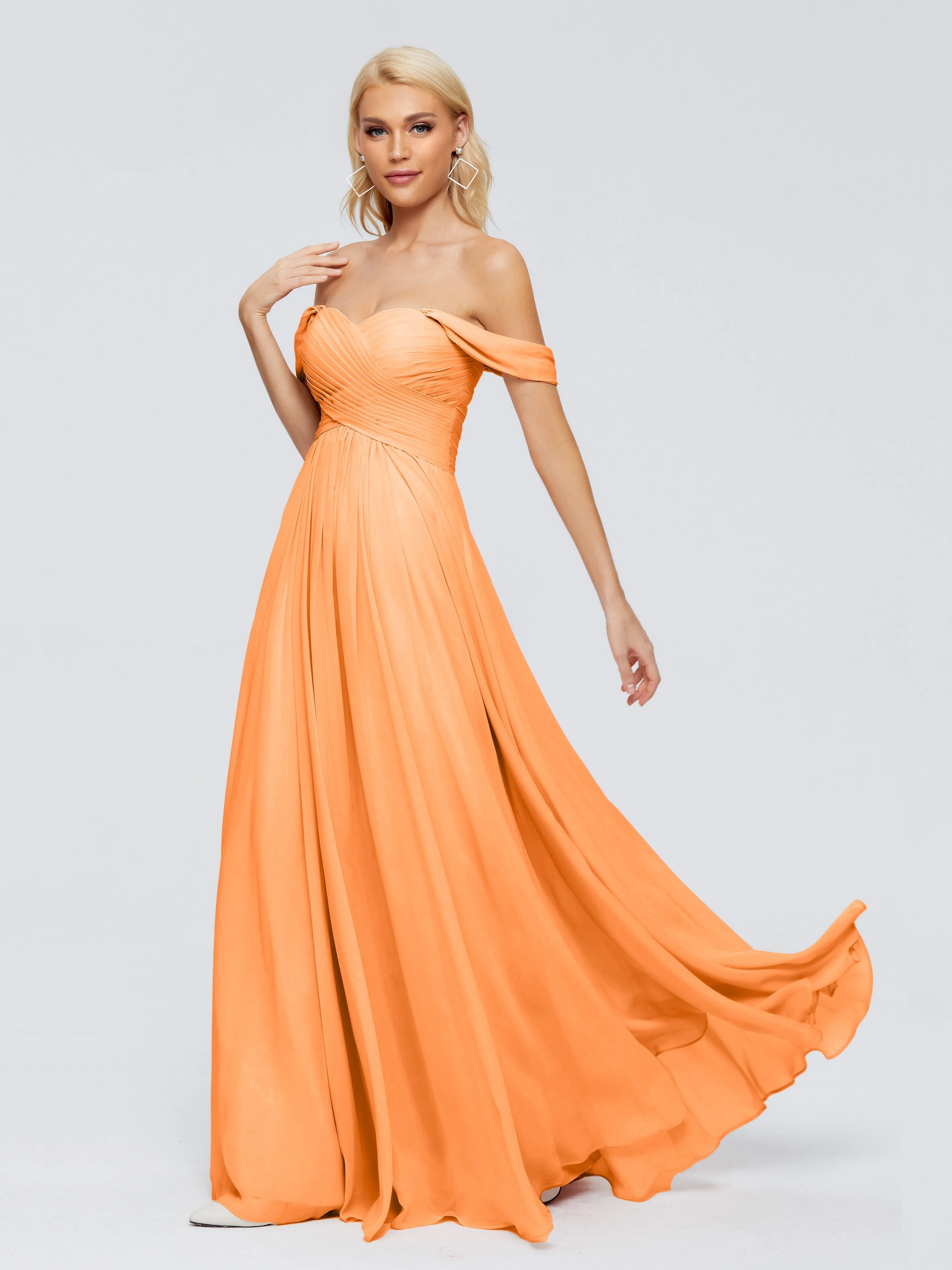 Trinity Off-The-Shoulder Chiffon Bridesmaid Dresses