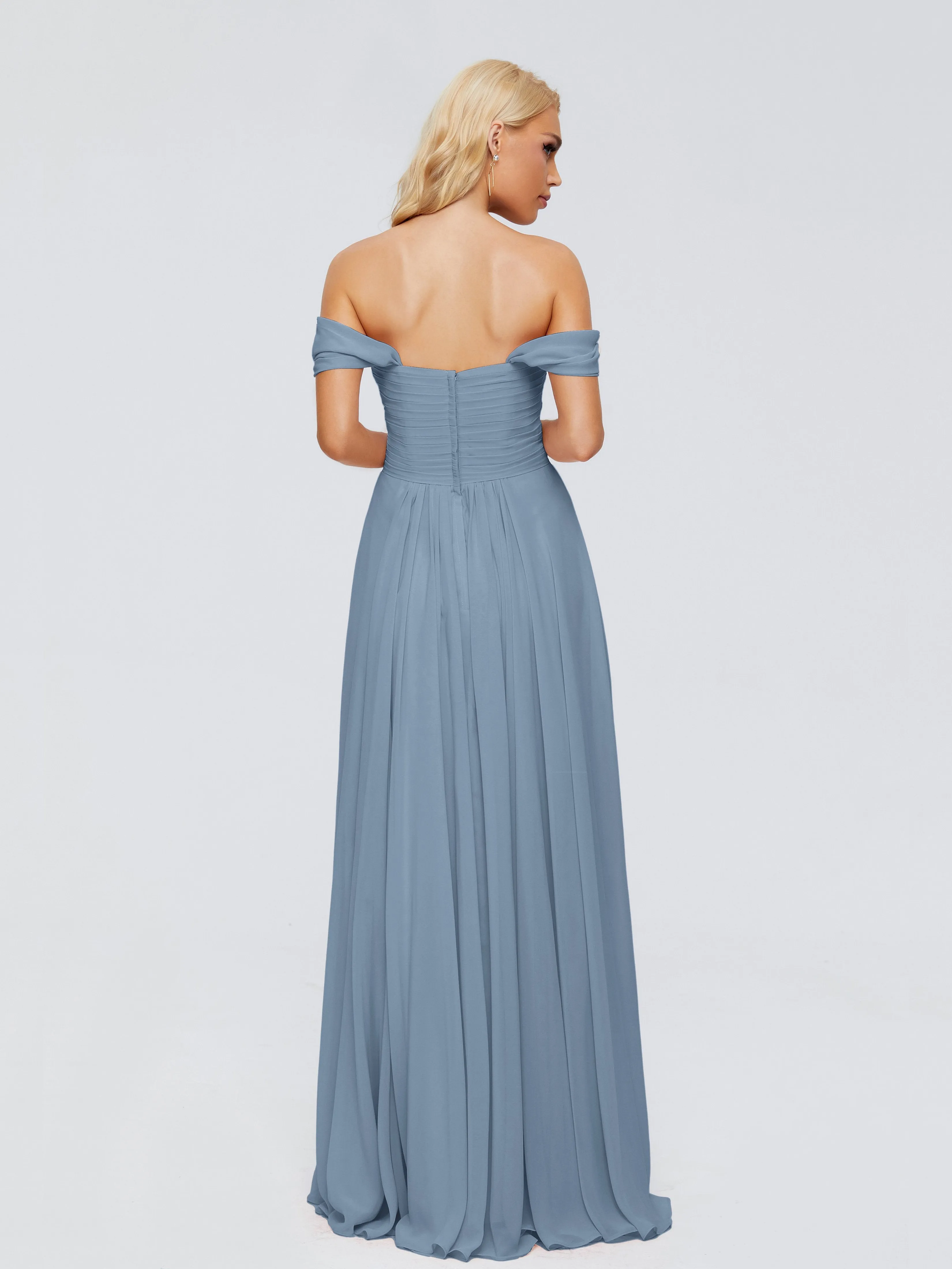 Trinity Off-The-Shoulder Chiffon Bridesmaid Dresses