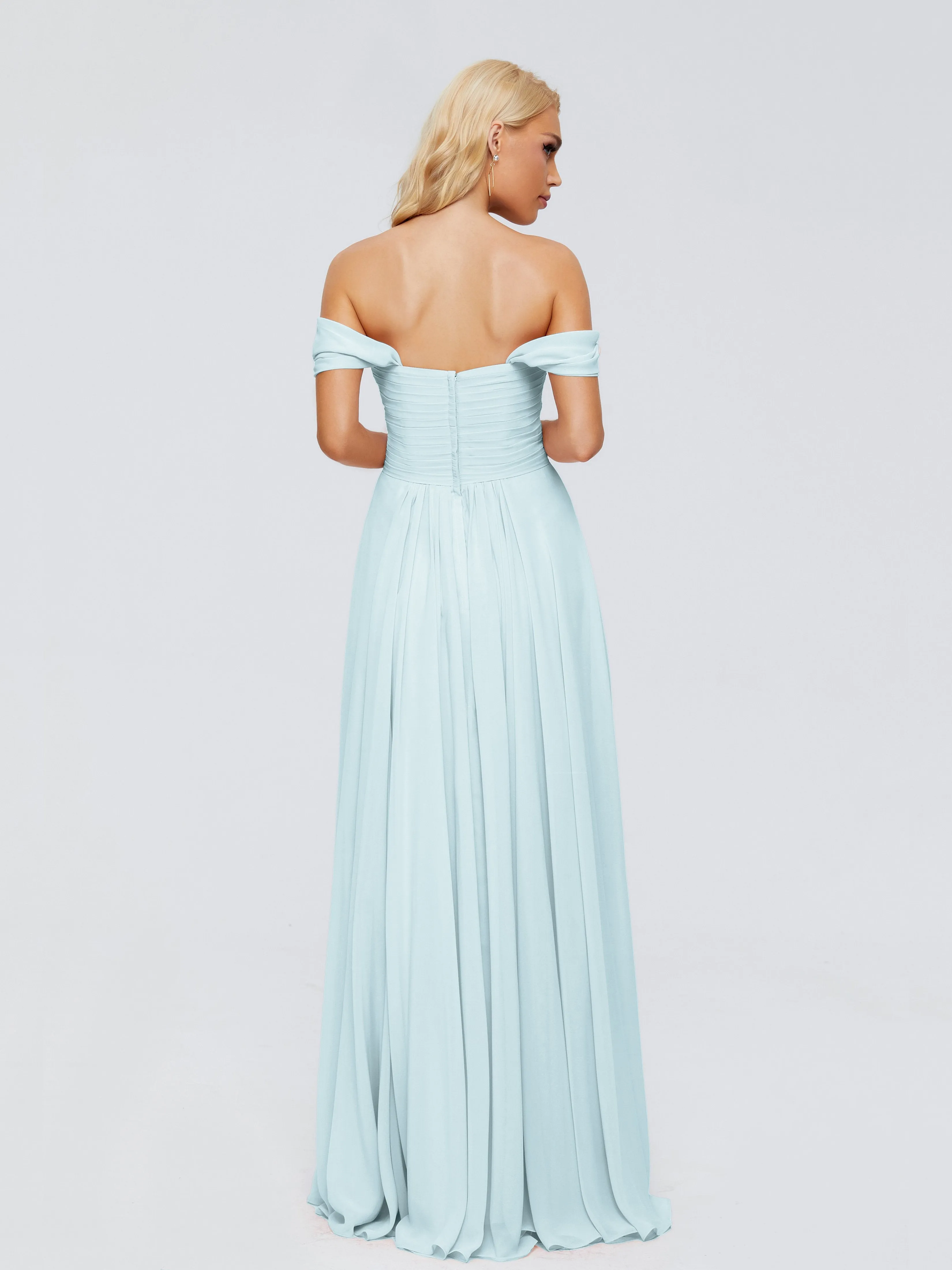 Trinity Off-The-Shoulder Chiffon Bridesmaid Dresses